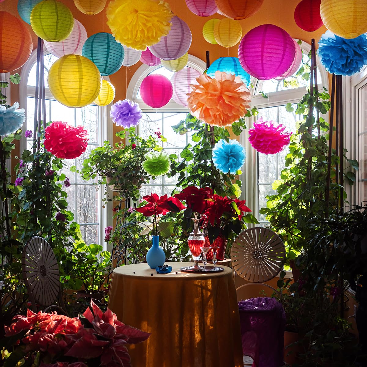 Tissue Paper Pom Poms - Large Tissue Paper Flowers for Fiesta Parties, Baby Shower Decorations