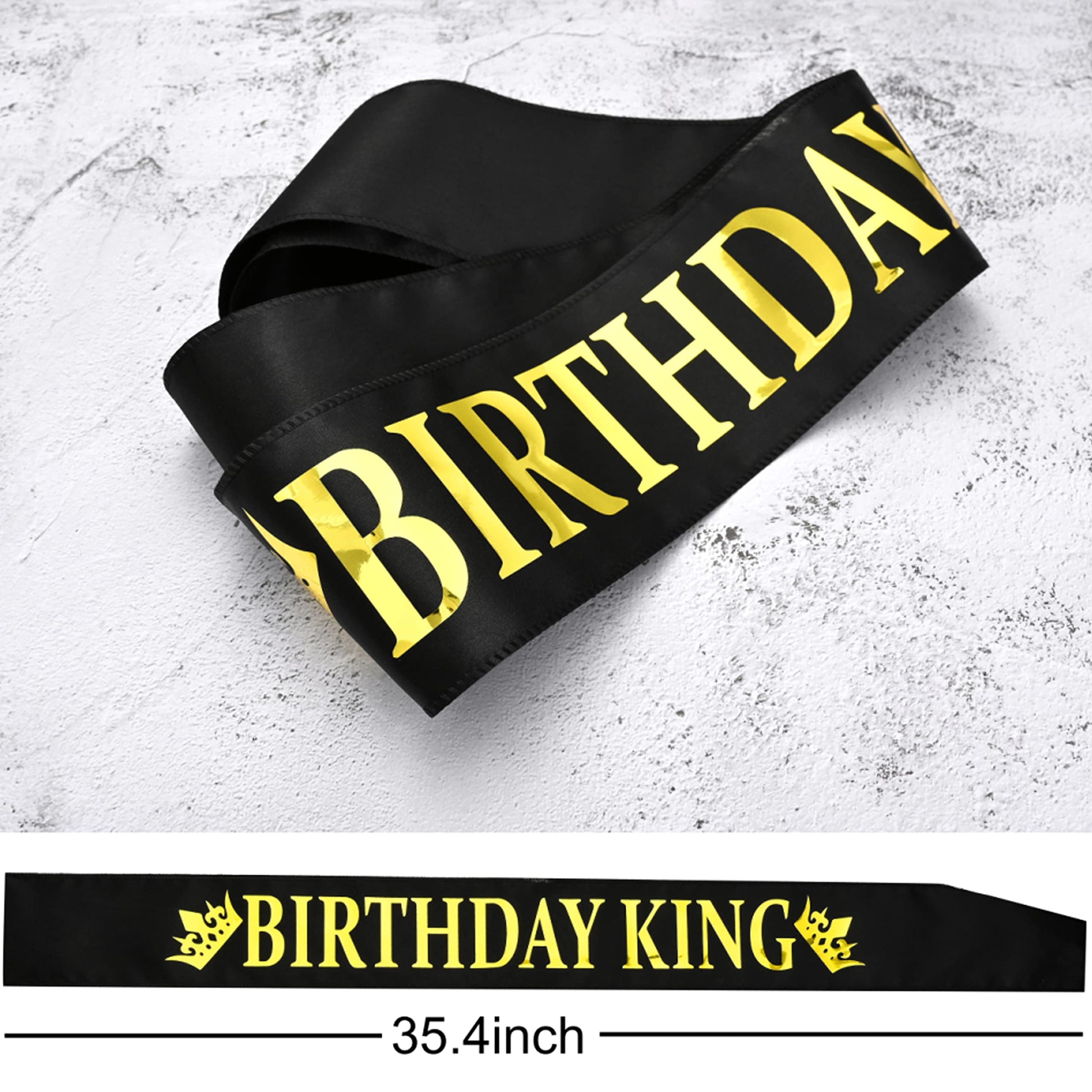 NA King Crown and Birthday Sash, Prom Decoration Gifts for Men (Gold-1)