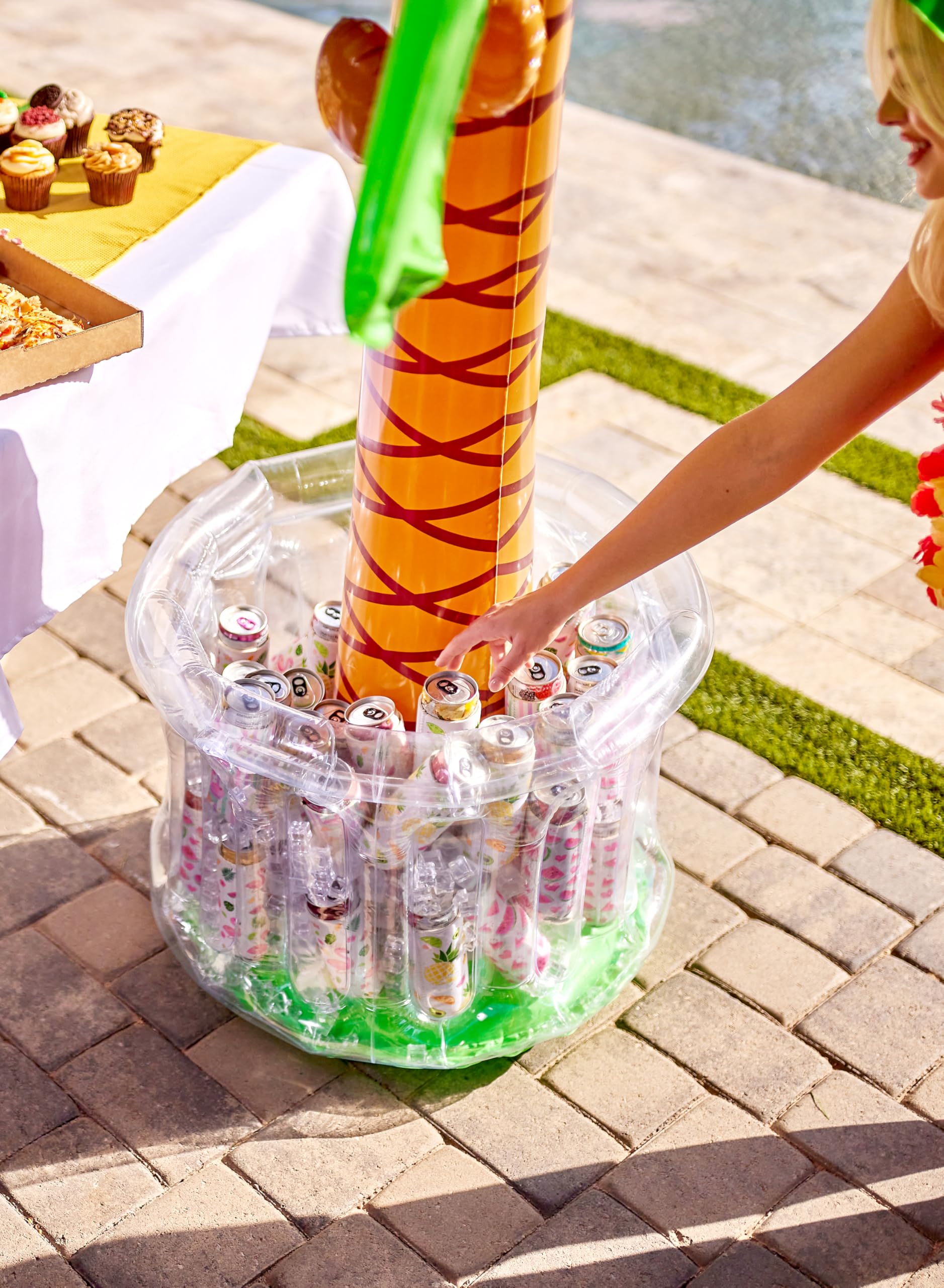 JOYIN 60" Inflatable Palm Tree Cooler, Beach Theme Decor, Pool Party Decorations, Luau Hawaiian