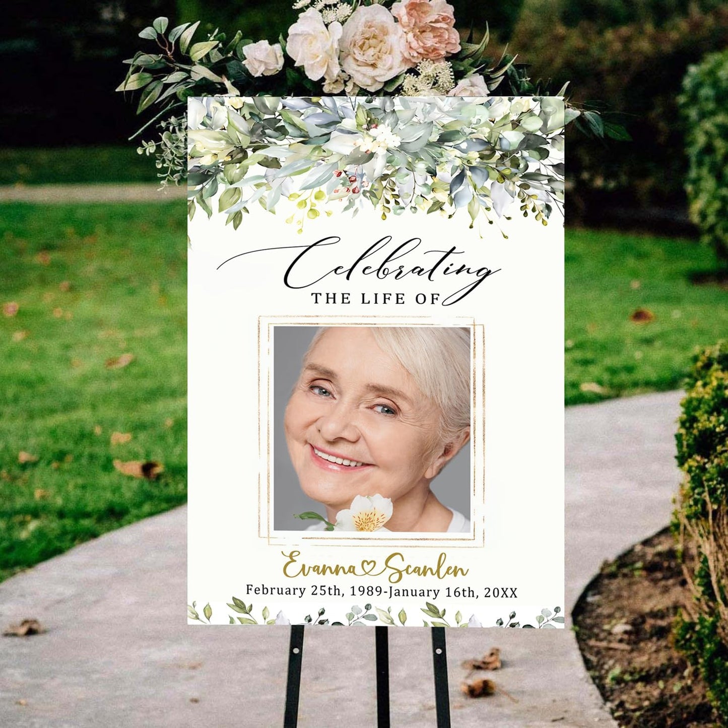Greenery Funeral Welcome Sign, Celebration of Life, In Loving Memory Sign, Large Funeral Sign, Memorial Sign, Funeral Decor, Bundle Greenery Funeral Sign, Funeral program