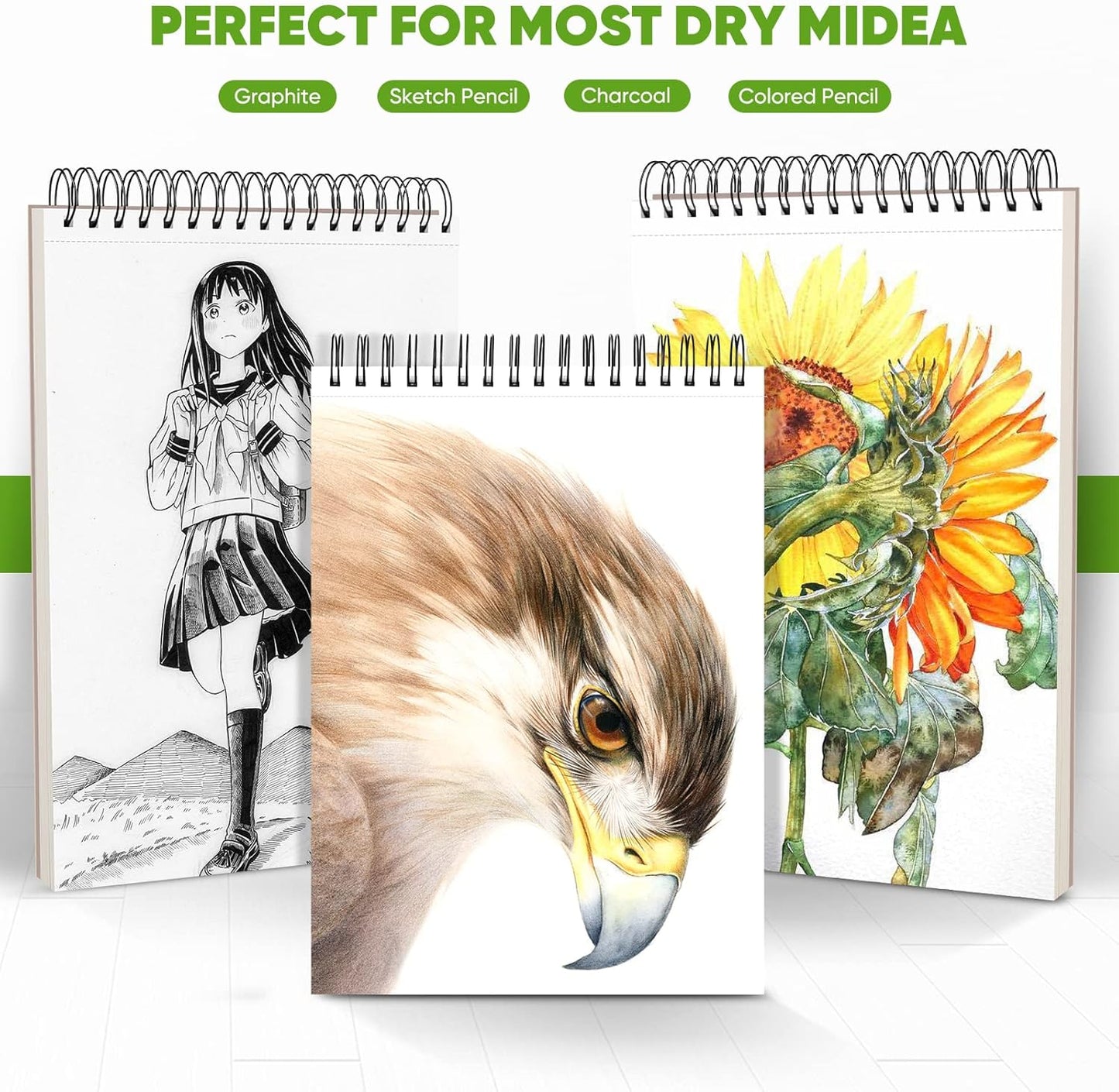 Soucolor 9" x 12" Aesthetic Sketch Book, 1-Pack 100 Sheets School Supplies Cute Sketchbook for Women, Japanese Stationary Sketching Supplies for Kids Teen Girl Gifts Birthday Gifts, Pastel Purple