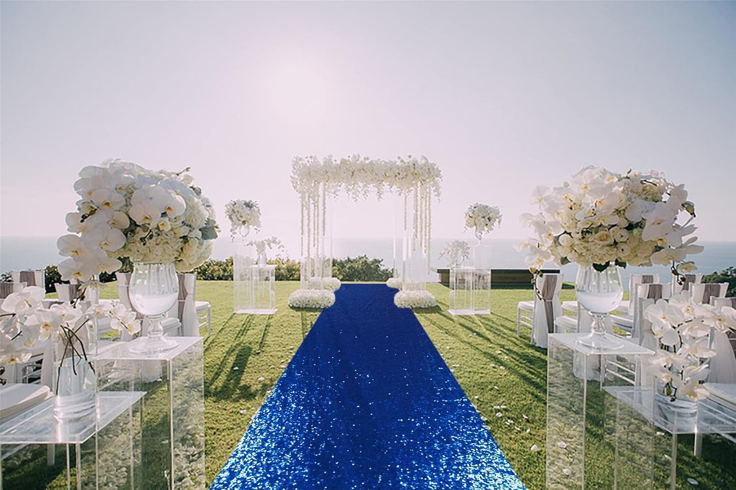 ShinyBeauty Royal Blue Sequin Aisle Runner, 2FTx15FT Glitter Carpet for Weddings, Parties & Special Events