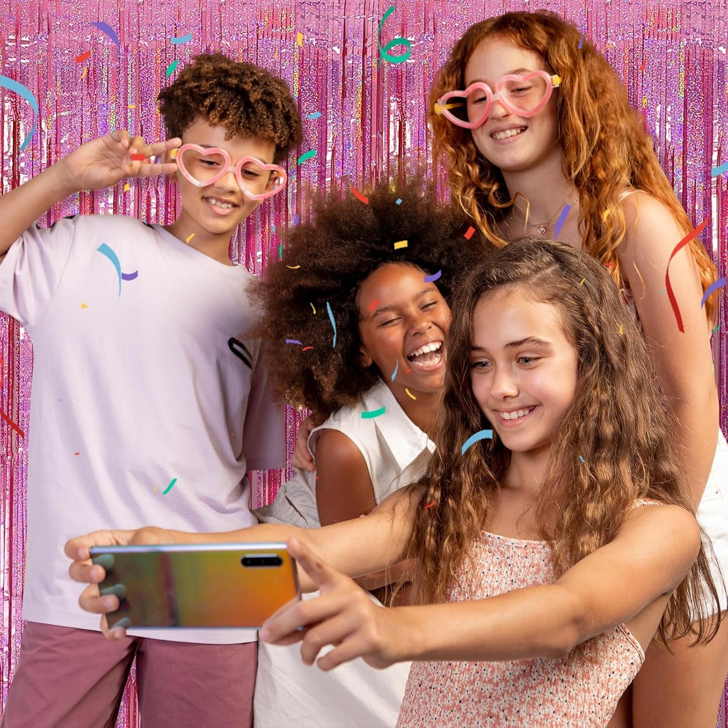 5 Pack Pink Tinsel Foil Fringe Curtains Tinsel Backdrop Sparkly Curtains Party Streamers for Valentines Bachelorette Holiday New Year Eve Celebrations Birthday Party