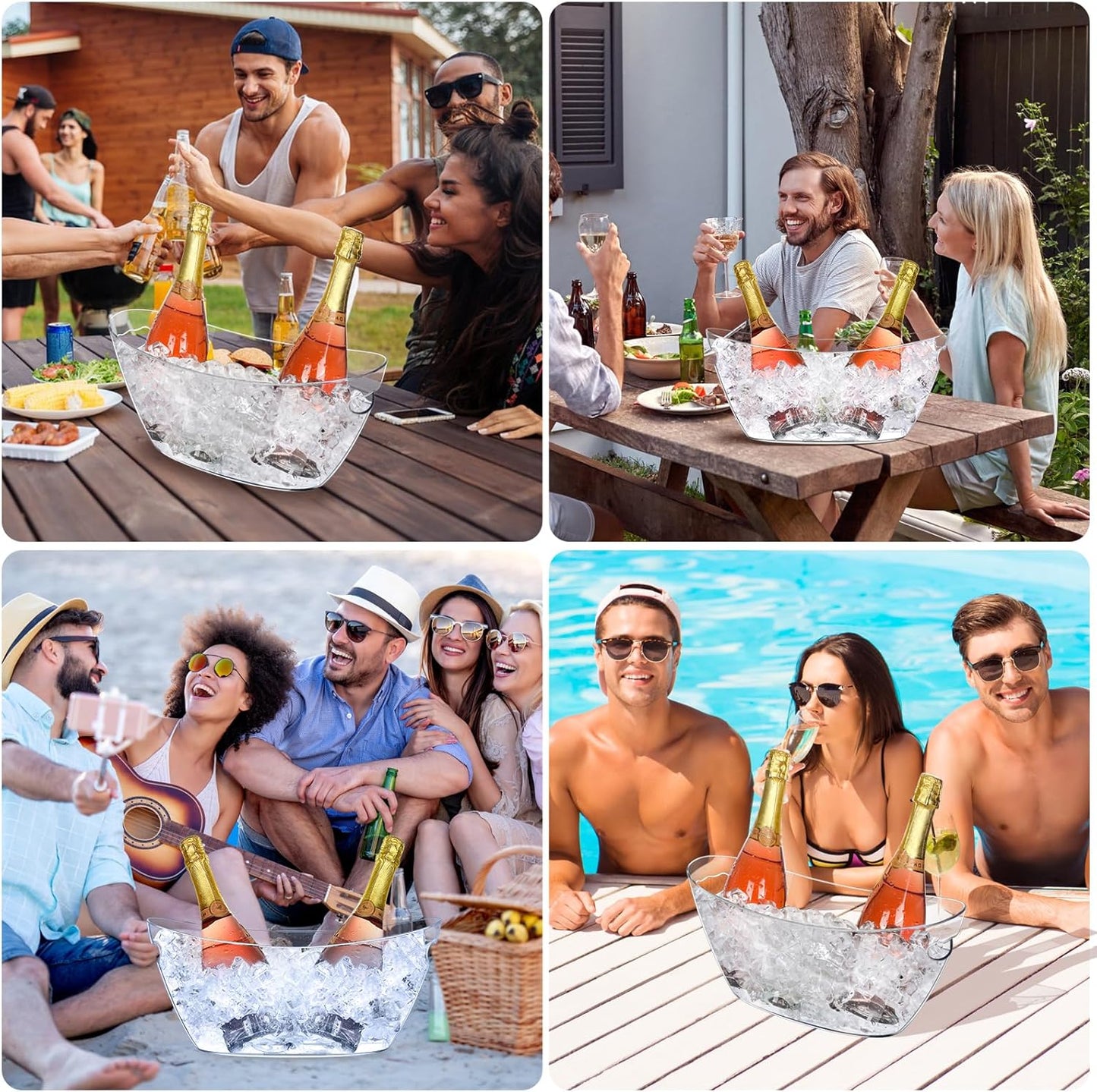 Ice Buckets for Parties (5.5L) 2pcs Ice Buckets, Clear Acrylic Champagne Bucket, Drinks Beverage Tub for Cocktail Bar, Wine, Beer, Soda
