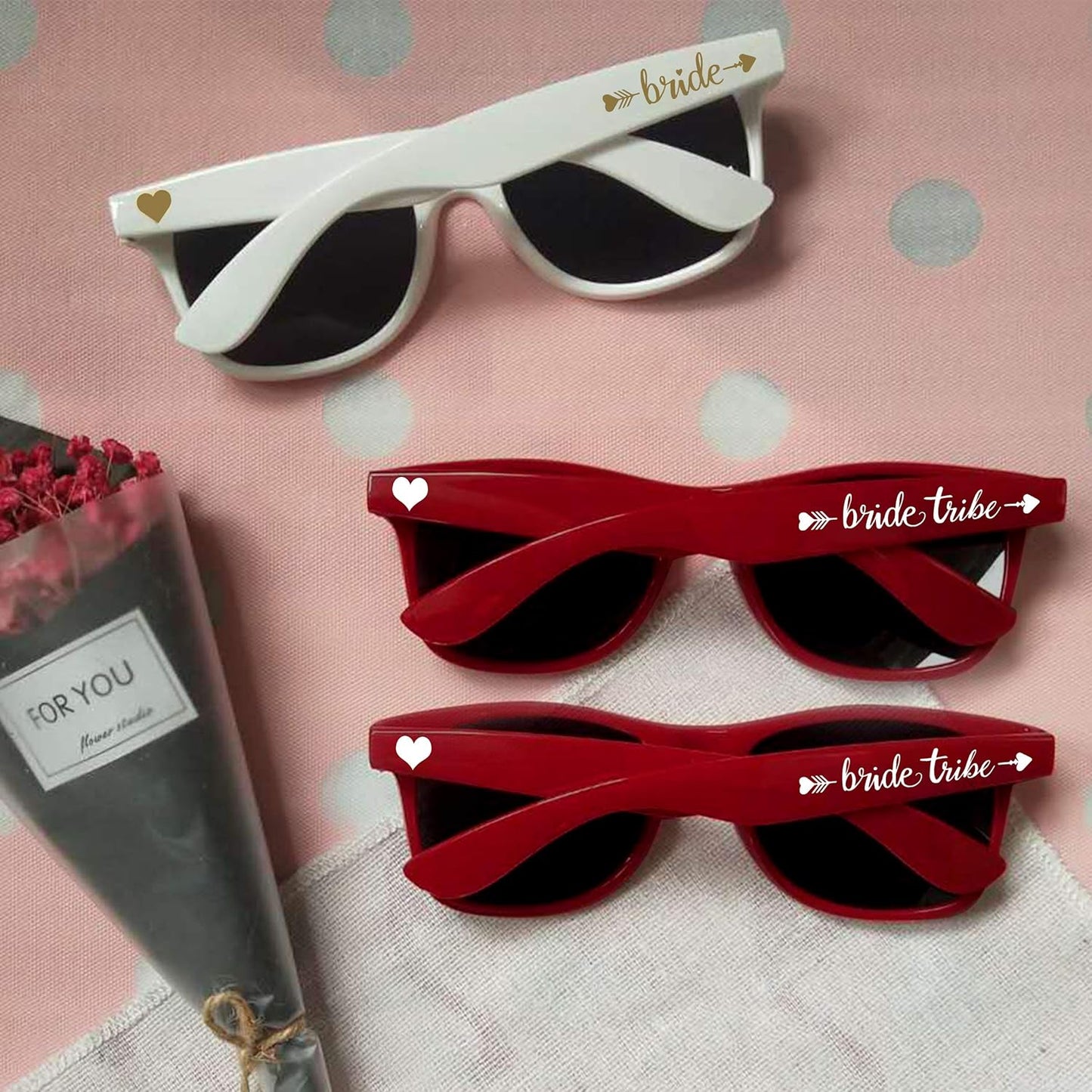 LADY&HOME 10 Pack Bachelorette Party Sunglasses Favors, Bridesmaid and Bride Tribe Sunglasses for Bridal Party, Bridal Shower(Red)