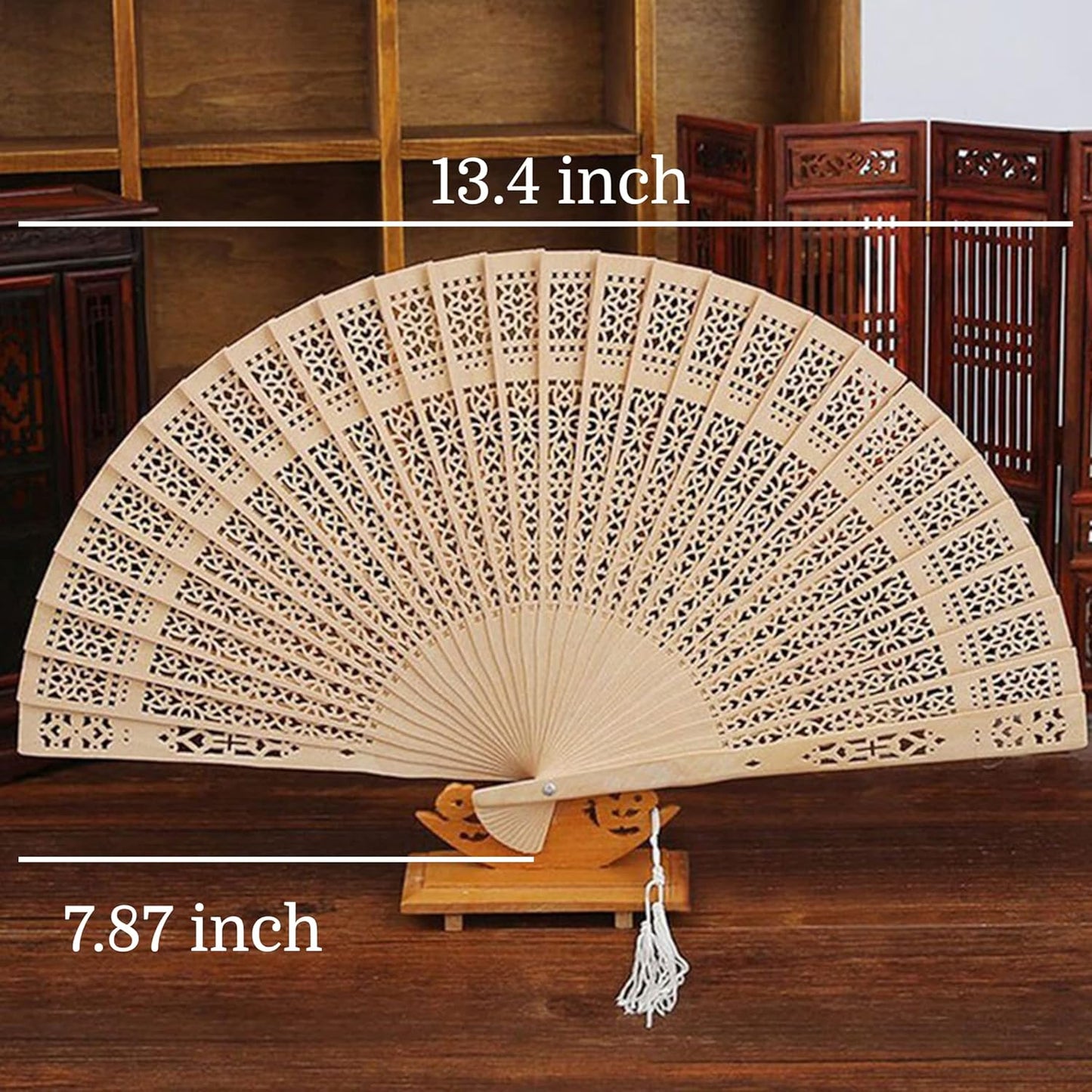 Sandalwood Fan 50 Pcs Hand Fans with 50 Organza Bags Abanicos De Mano Fans for Weddings Hand Fan Foldable Abanicos De Mano Ara Fiesta Wedding Fans for Guests