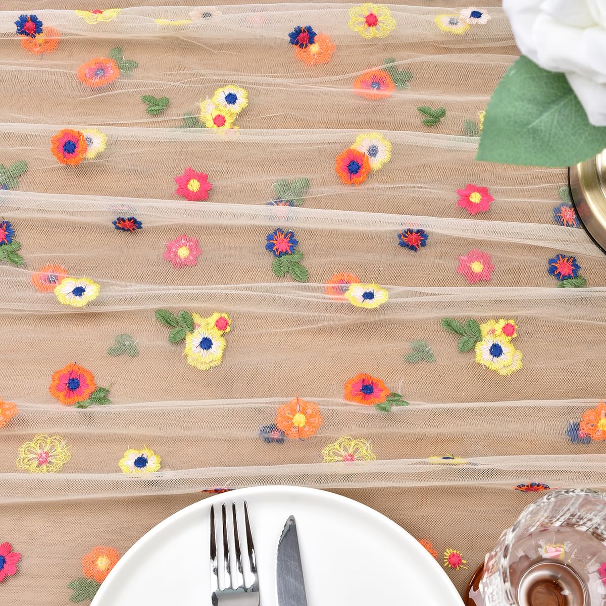Flower Table Runner Floral Daisy Summer Birthday Party Garden Wedding Decor