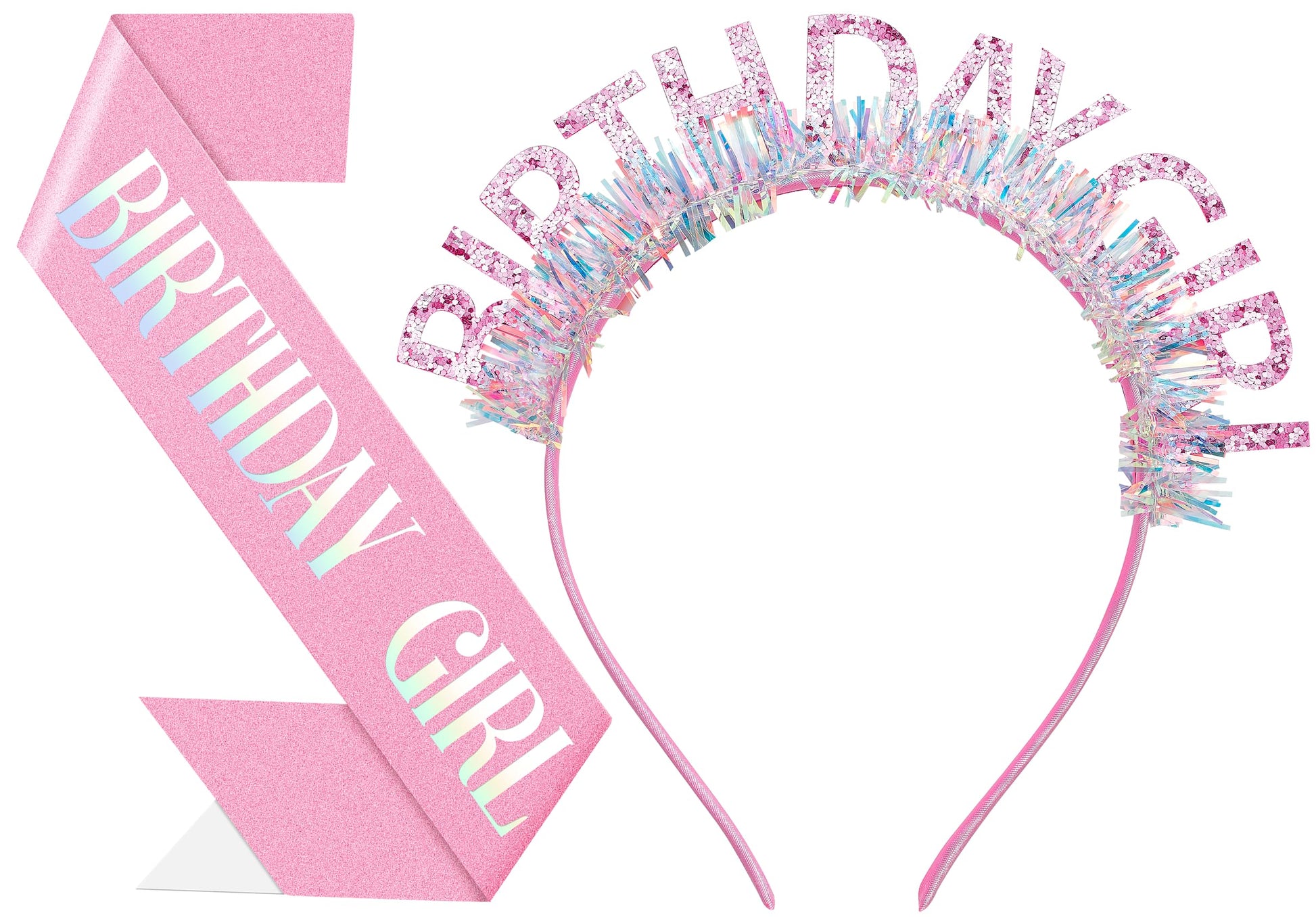 Papoopy Birthday Headband with Sash for Women, Birthday Tiara for Party