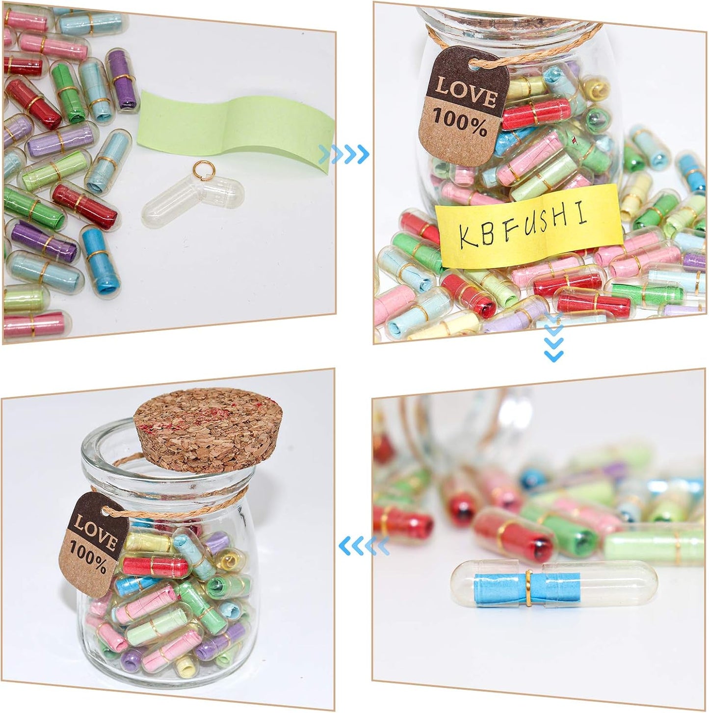 Capsule Letters Message in a Bottle - Valentines Day Gifts for Boyfriend Girlfriend - Love Letter for For Couples Men Women (Mixed Color 45pcs)