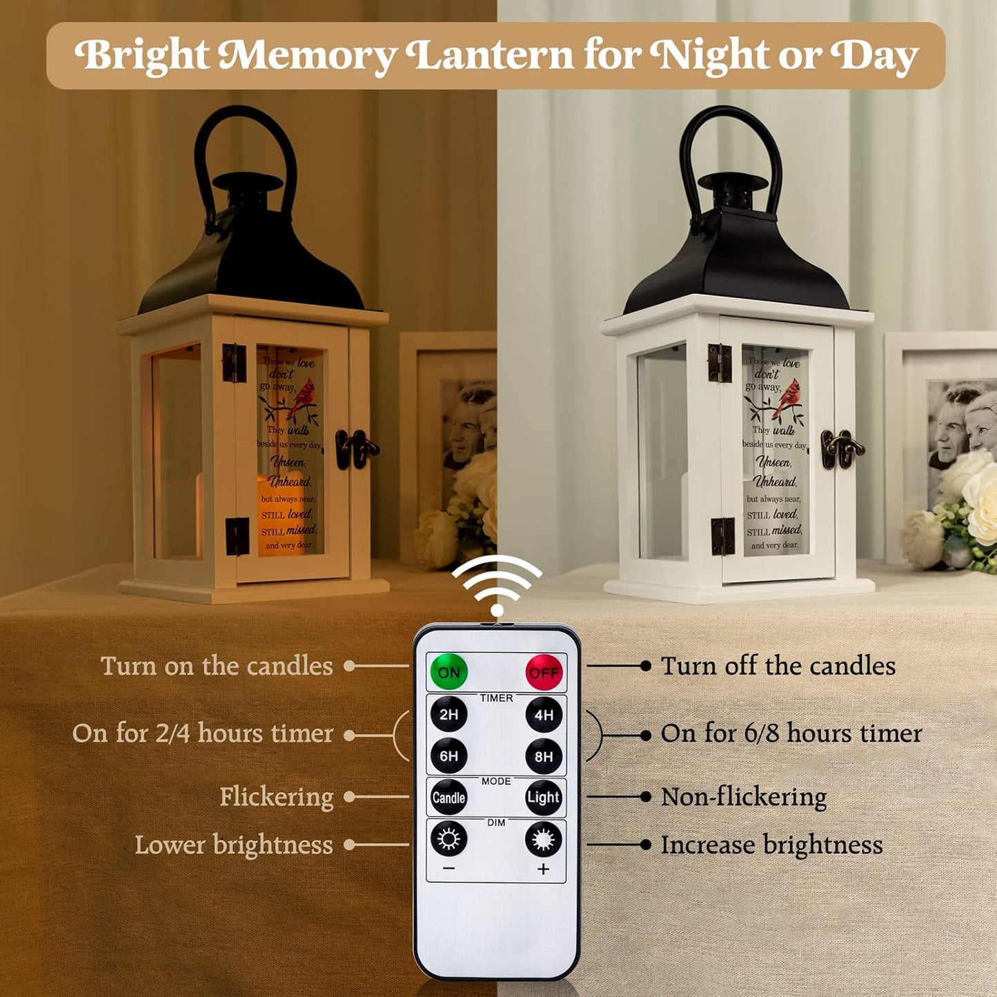 Memorial Lantern - Bereavement Sympathy Gifts for Loss of Loved One Memorial Gifts for Loss of Mother Loss of Father Remembrance Gifts Thoughtful Funeral Gifts with LED Candle and Remote