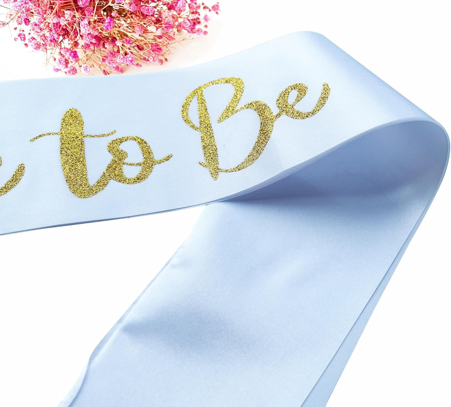 Bride to Be Sash, Bachelorette Party Sash for Bridal Shower Wedding Party Favors Accessories Supplies Engagement Gifts,White Satin with Glitter Letter Gold