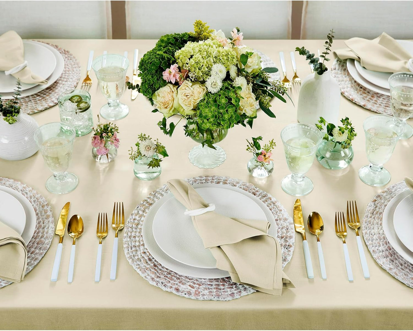 Solino Home Linen Tablecloth for Rectangle Tables 60 x 90 Inch - 100% Pure Linen Birch Table Cloth - Fete, Machine Washable Cloth Tablecloth for Fall, Autumn, Thanksgiving