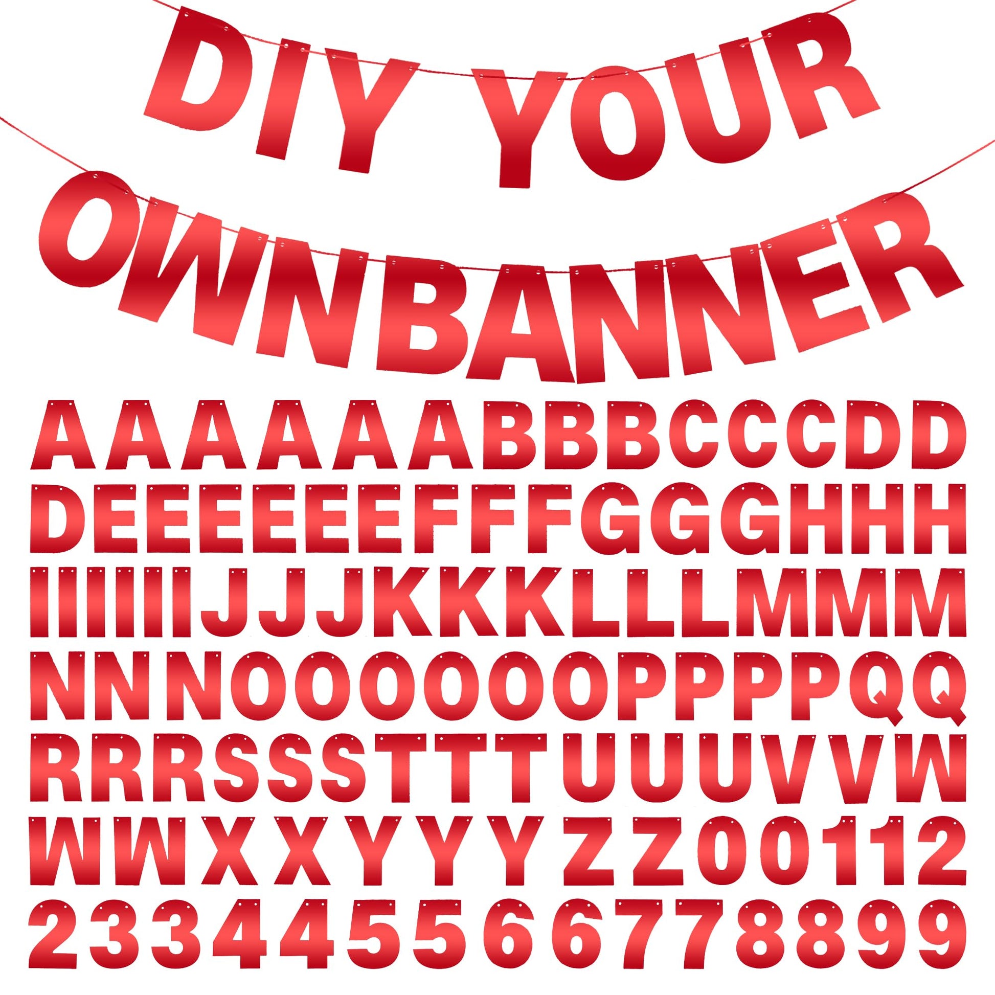 DIY Banner Kit with Letters Bright Red Customizable Birthday Banners Graduation Banner Custom Party