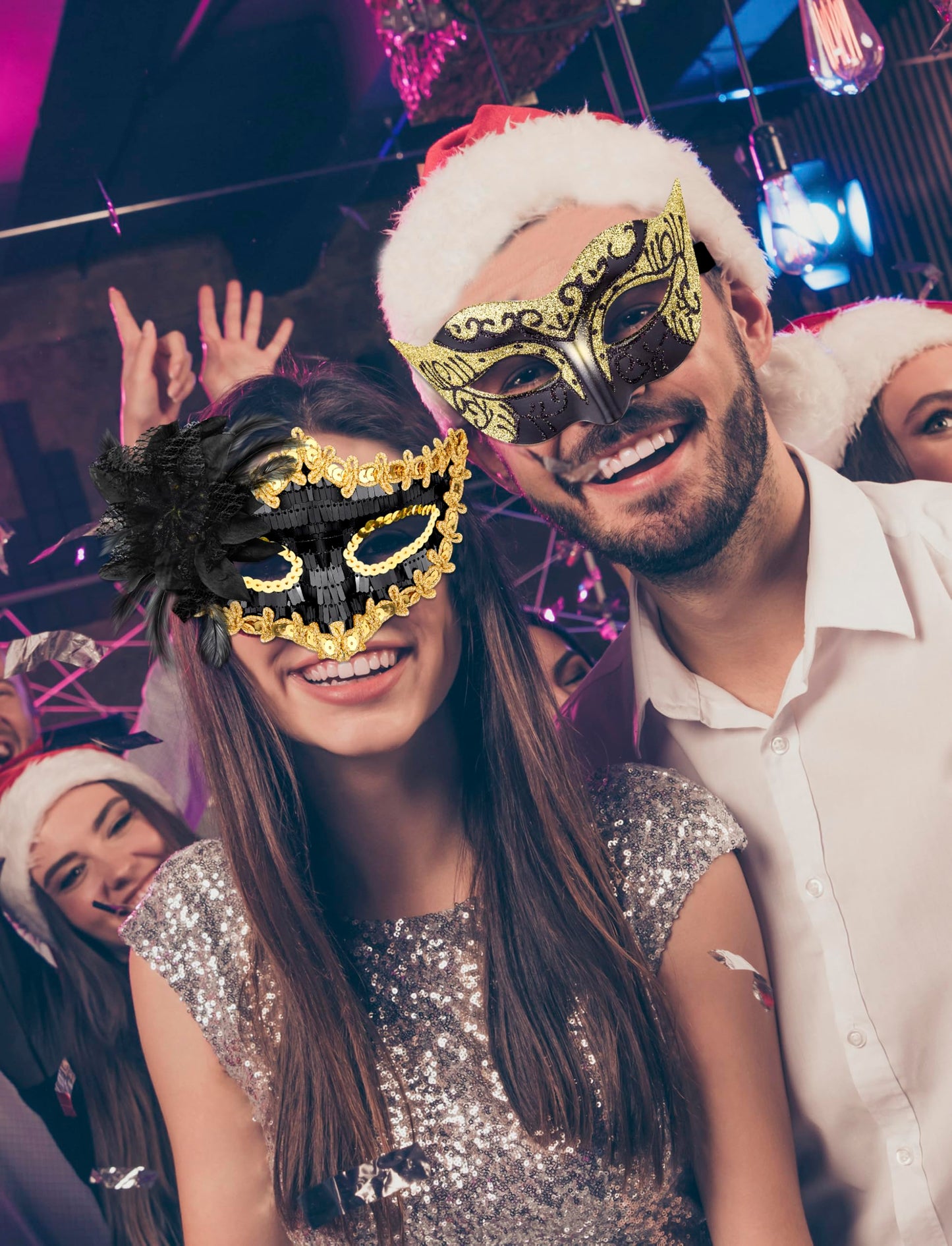SIQUK 8 Pieces Couple Masquerade Mask Set Venetian Party Masks Mardi Gras Mask Costume Masks for