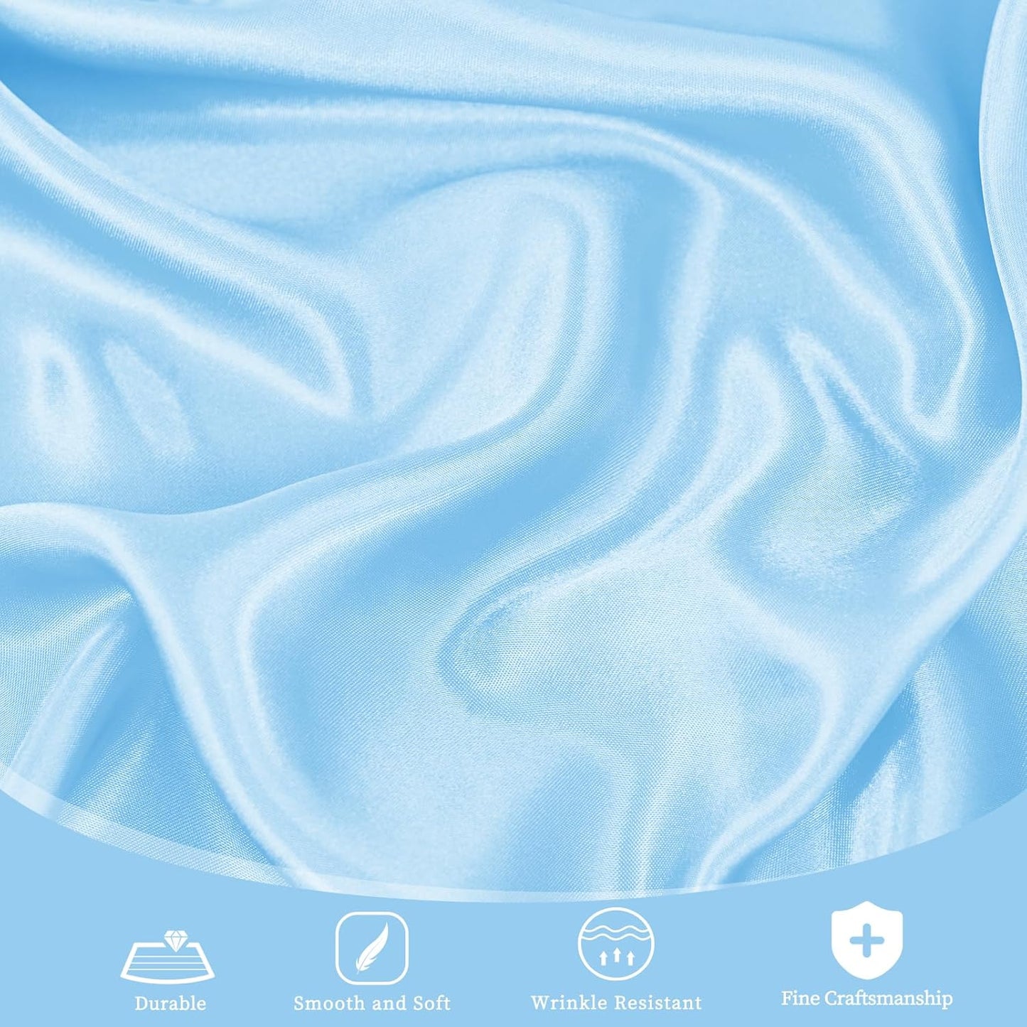 12 Pack 108 Inch Light Blue Satin Tablecloth - Silky Round Tablecloth Overlay Smooth Fabric Table Cover, Bright Table Decoration for Wedding Party Banquet Events Restaurant Kitchen Dining