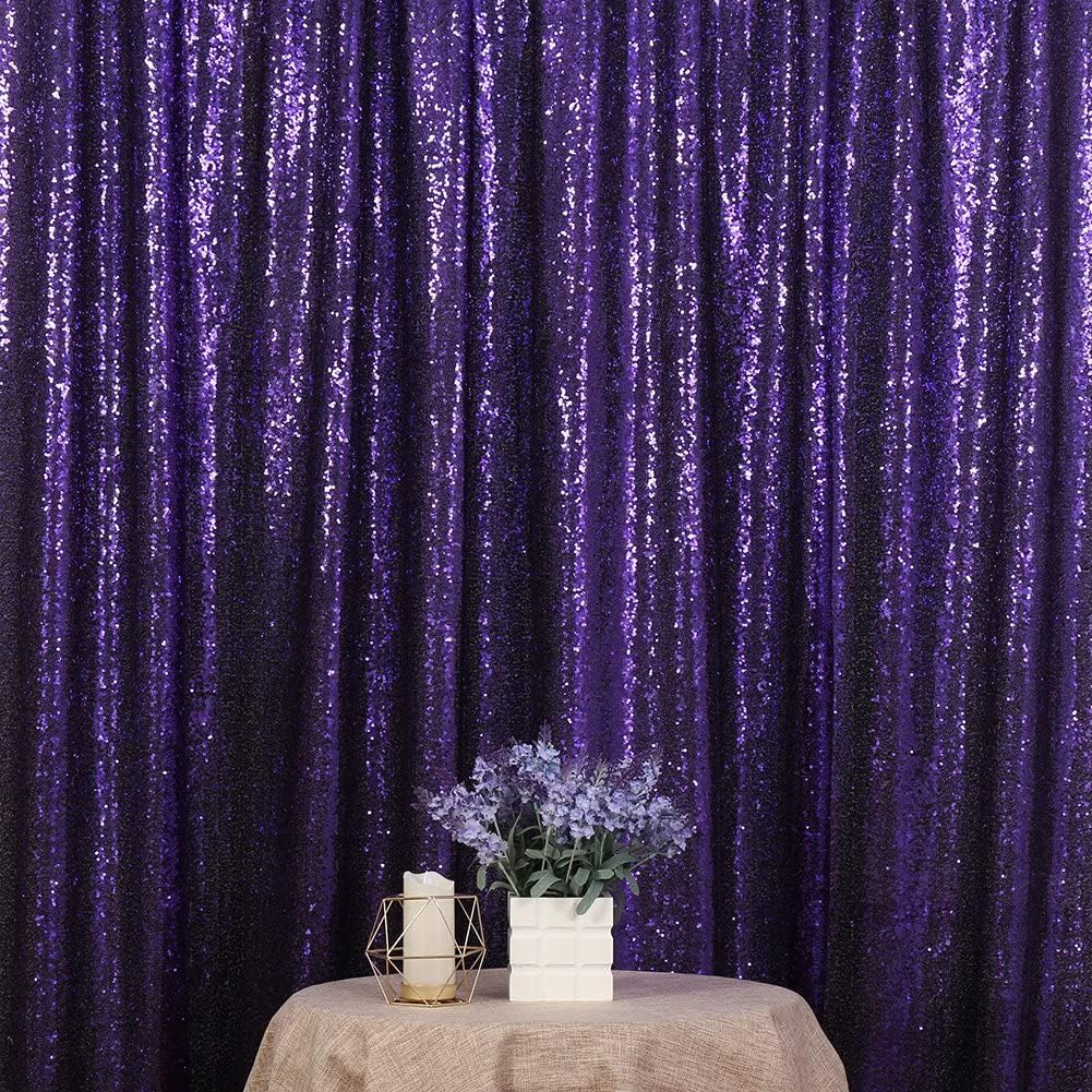 Poise3EHome Purple Sequin Backdrop, 10Ft x 10Ft Glitter Photography Background Curtains for Halloween Party Wedding Birthday Christmas Thanksgiving Decoration