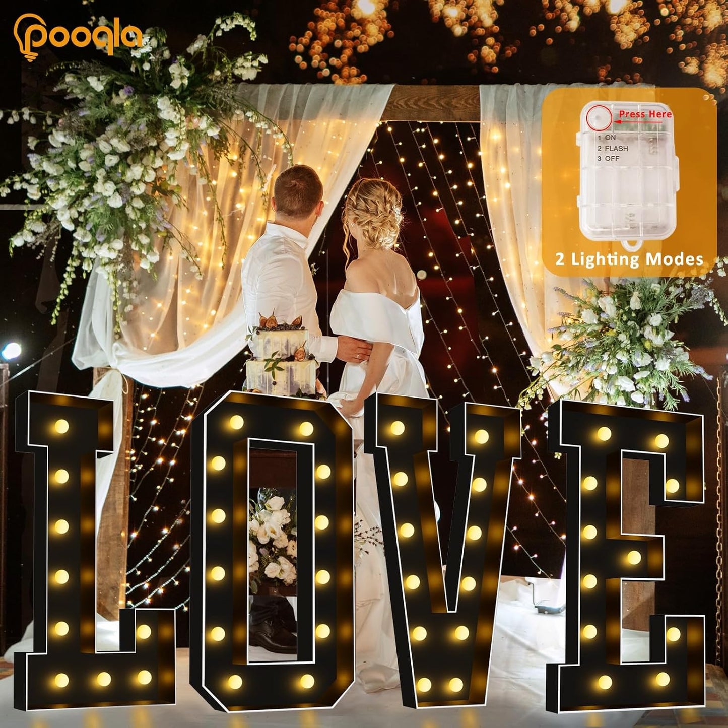 Pooqla 4 FT Marquee Light Up Letters, Black Marquee Letter Lights 4 Feet Tall for Birthday Decoration, Big Mosaic Letters Sign for Balloons Party Anniversary Wedding Decorations, Giant Warm White Z