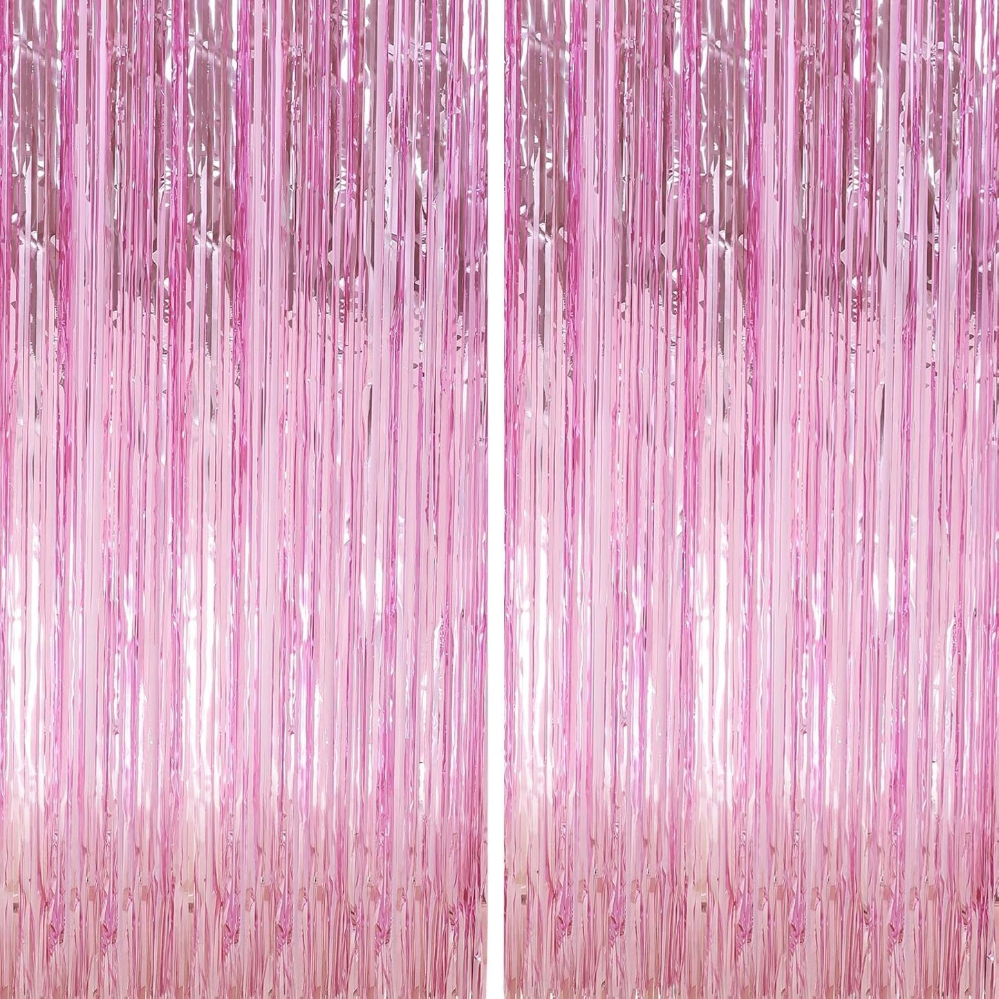6 Pack Pink Foil Fringe Curtains Streamers Party Decorations 3.3 x 8.2 ft, Pink Tinsel Curtain Fringe Backdrop for Parties, Door Fringe Birthday Streamers, Barbie Backdrop Birthday Party Decorations
