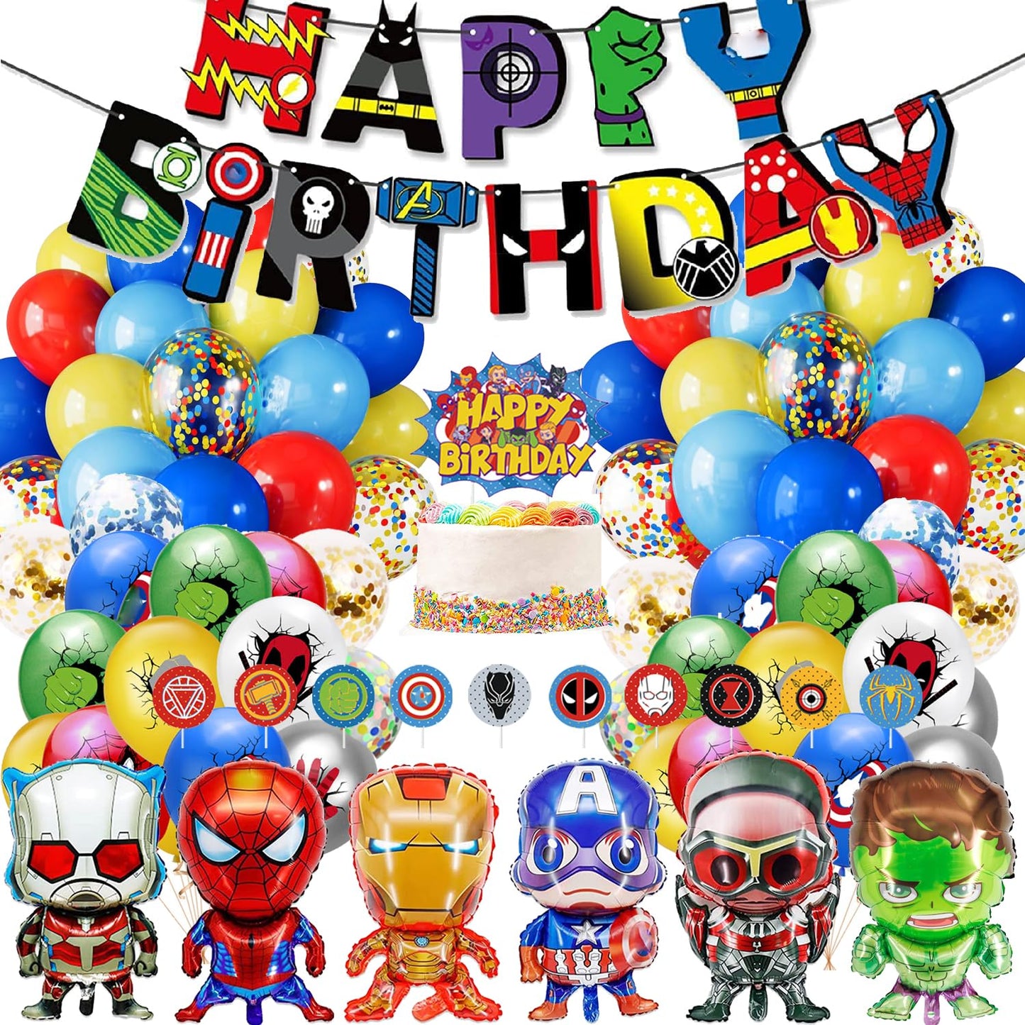 Birthday Decoration,Birthday Party Supplies,birthday Banner,Balloons,Toppers Cake Toppers,6 Pcs