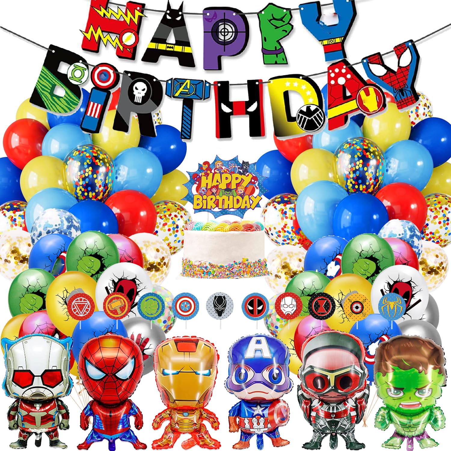 Birthday Decoration,Birthday Party Supplies,birthday Banner,Balloons,Toppers Cake Toppers,6 Pcs