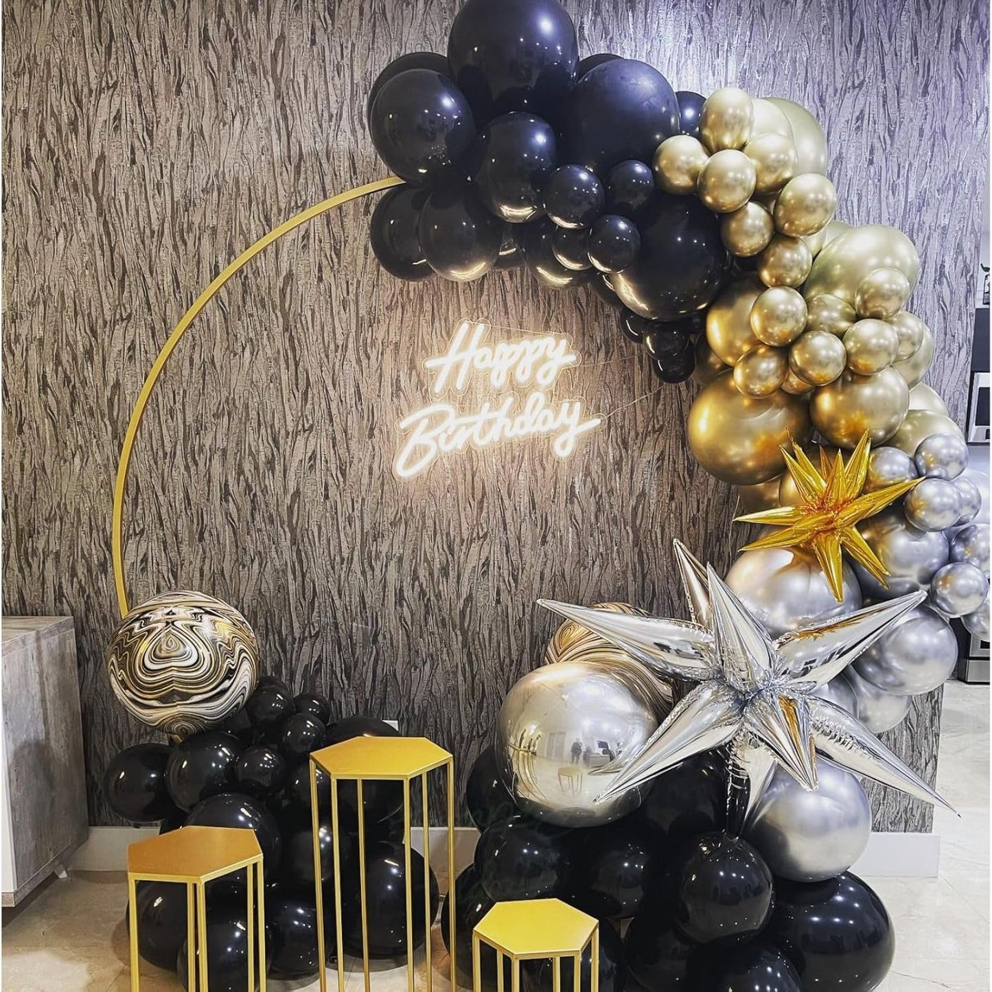 Paready Black and Gold Balloons, 60 Pcs 12 Inch Gold Confetti Balloon, Latex Party Balloons with Ribbons for Birthday Graduation Black Silver Party Wedding Engagement Anniversary Festival Decoration