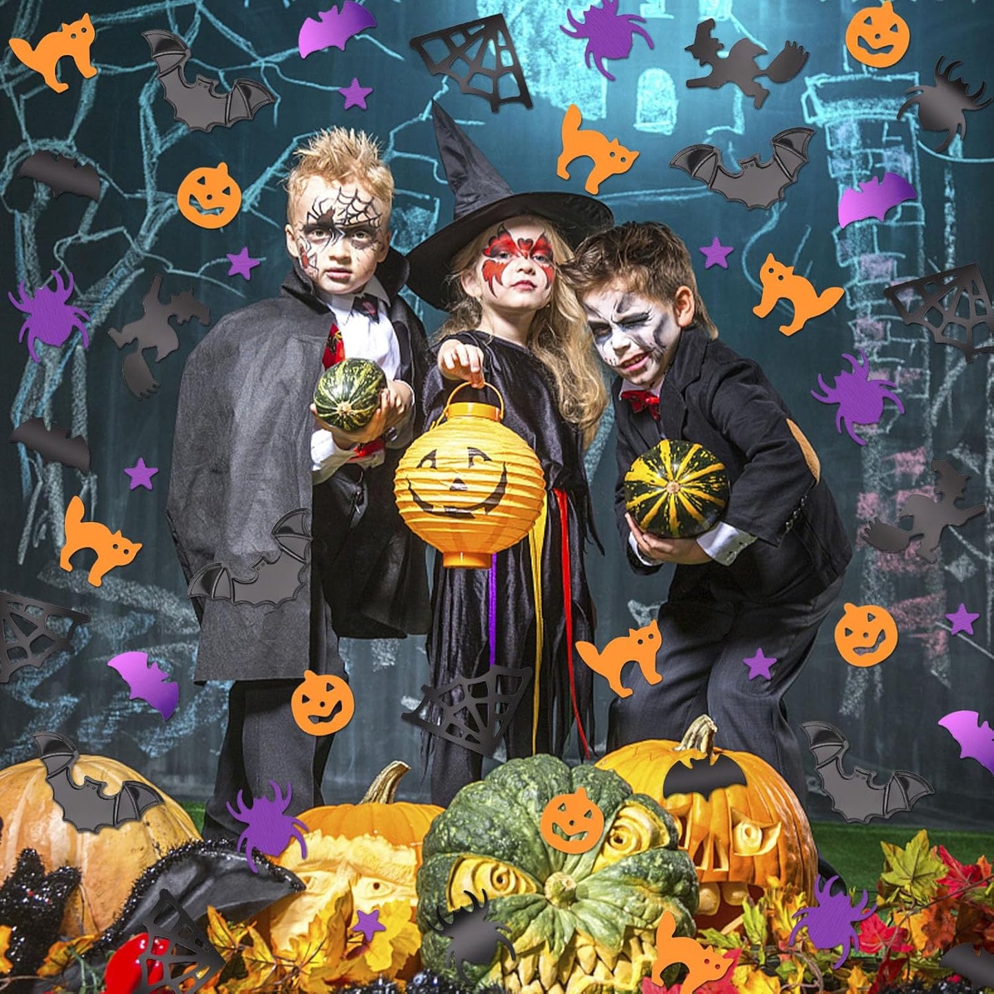 MARFOREVER Halloween Confetti Glitter Table Decorations Party Scatter Table Sprinkles Bats Spider Pumpkin for Halloween Party Supplies Decor