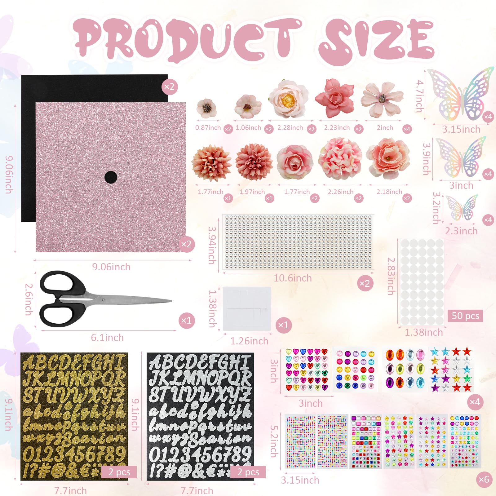 ZYNERY Graduation Cap Decorations Kit, Grad Cap Decorations Includes Glitter Paper 3D Butterfly