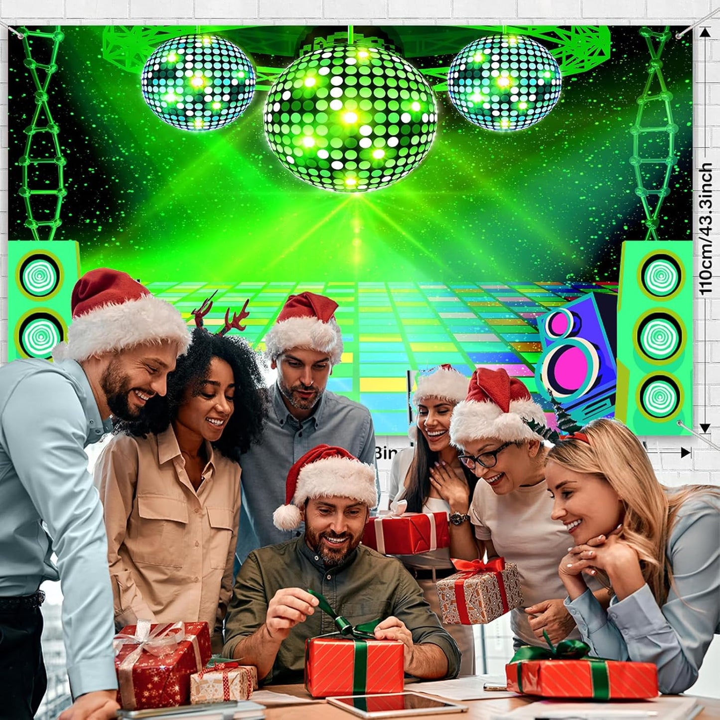 Dance Party Backdrop Retro 80s 90s Theme Stage Dance Ball Music Birthday Party Decoration DJ Photography Background 12 x 10 ft for Baby Shower Picture Photo Shoot Polyester Fabric, Red