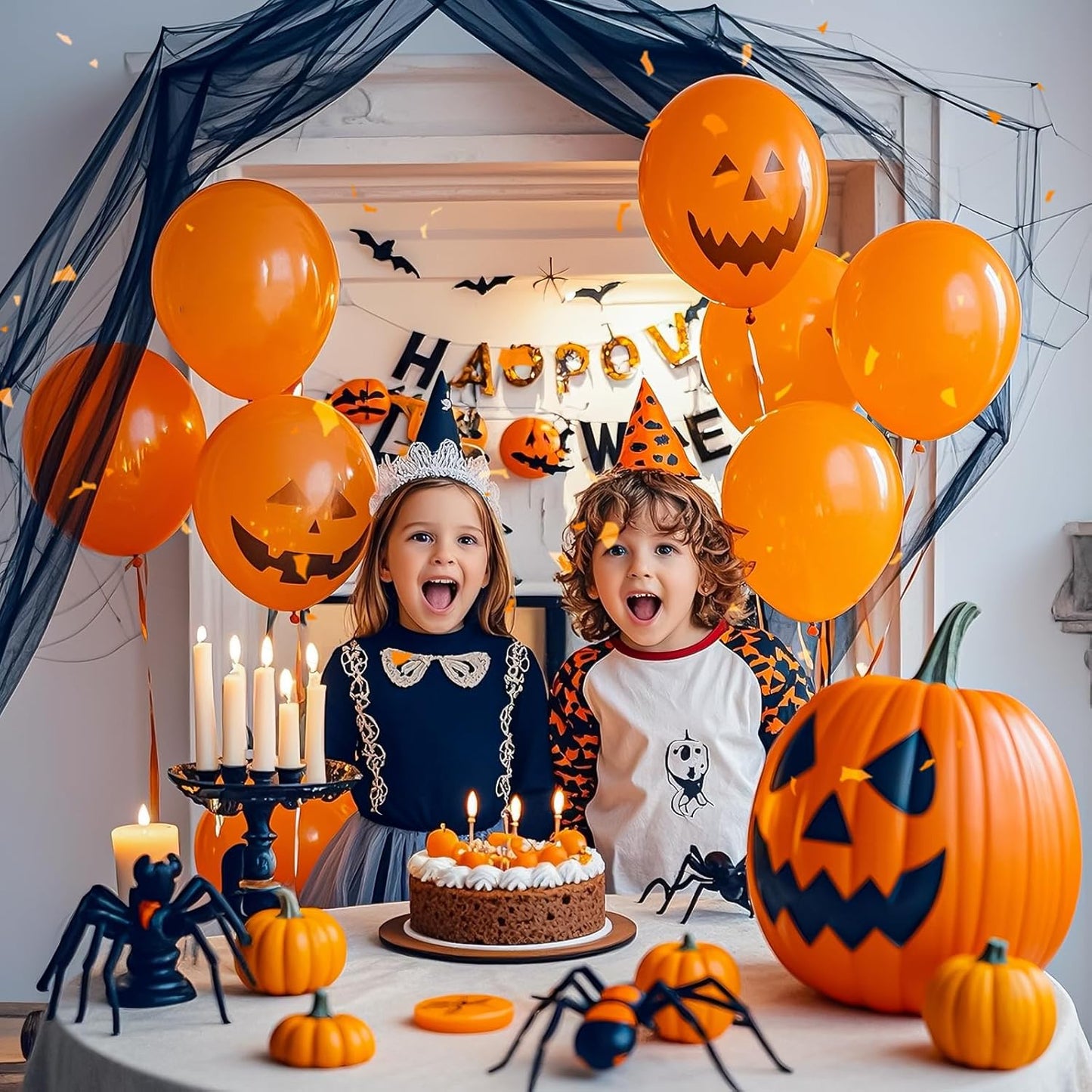 Orange Balloons, Latex Party Balloons with Ribbons, 100 Pack 12 inch Orange Round Helium Balloons for Autumn Wedding, Graduation,Birthday,Halloween Party Decorations and Spooky Party