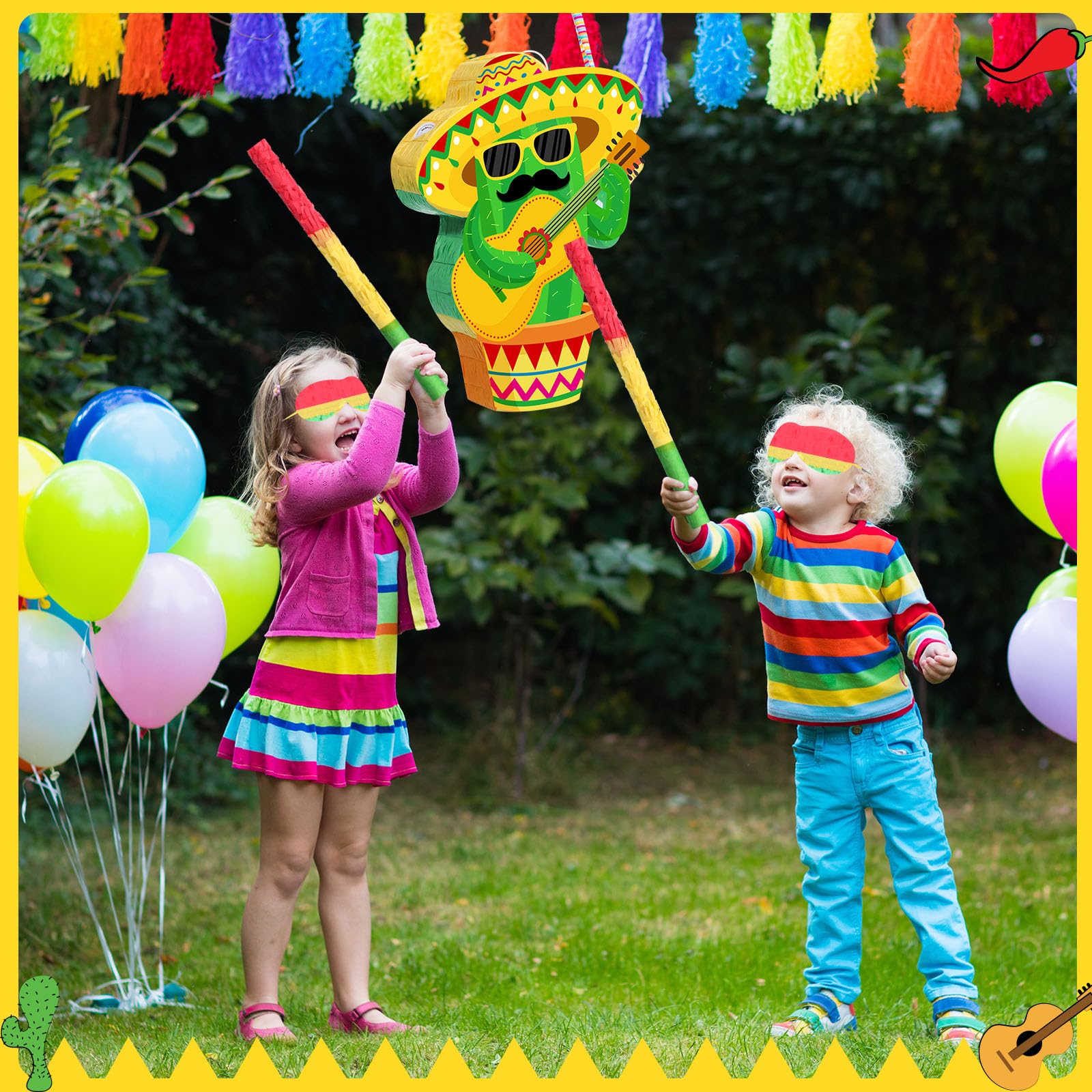 Harrycle Cactus Piñata for Cinco De Mayo Mayo Sombrero Party Hats Mexican Fiesta Decorations with