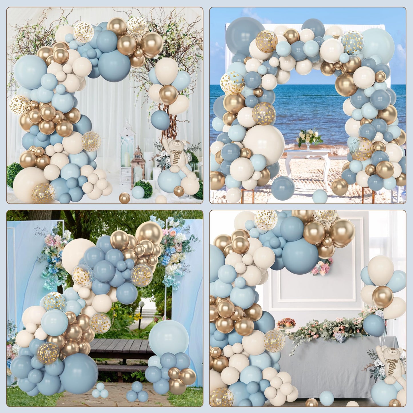 Amandir 153pcs Dusty Blue Balloon Garland Arch Kit Different Sizes