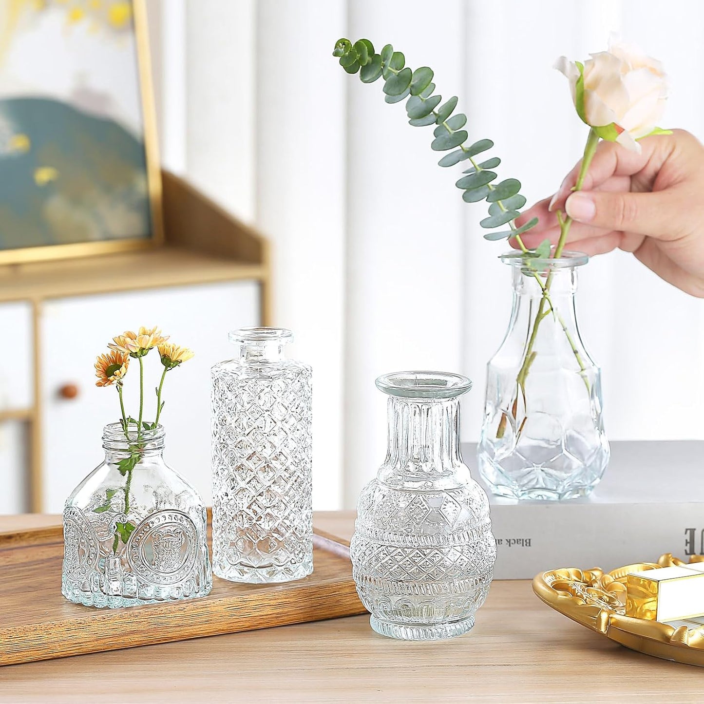 Glass Bud Vase 15 Pcs for Centerpieces Wedding,Home Decor,Bud Vases in Bulk for Flowers,Small Vases for Christmas,Birthday Party,Wedding,Valentine's Day,Mother's Day,Other Events Decorations(Clear)