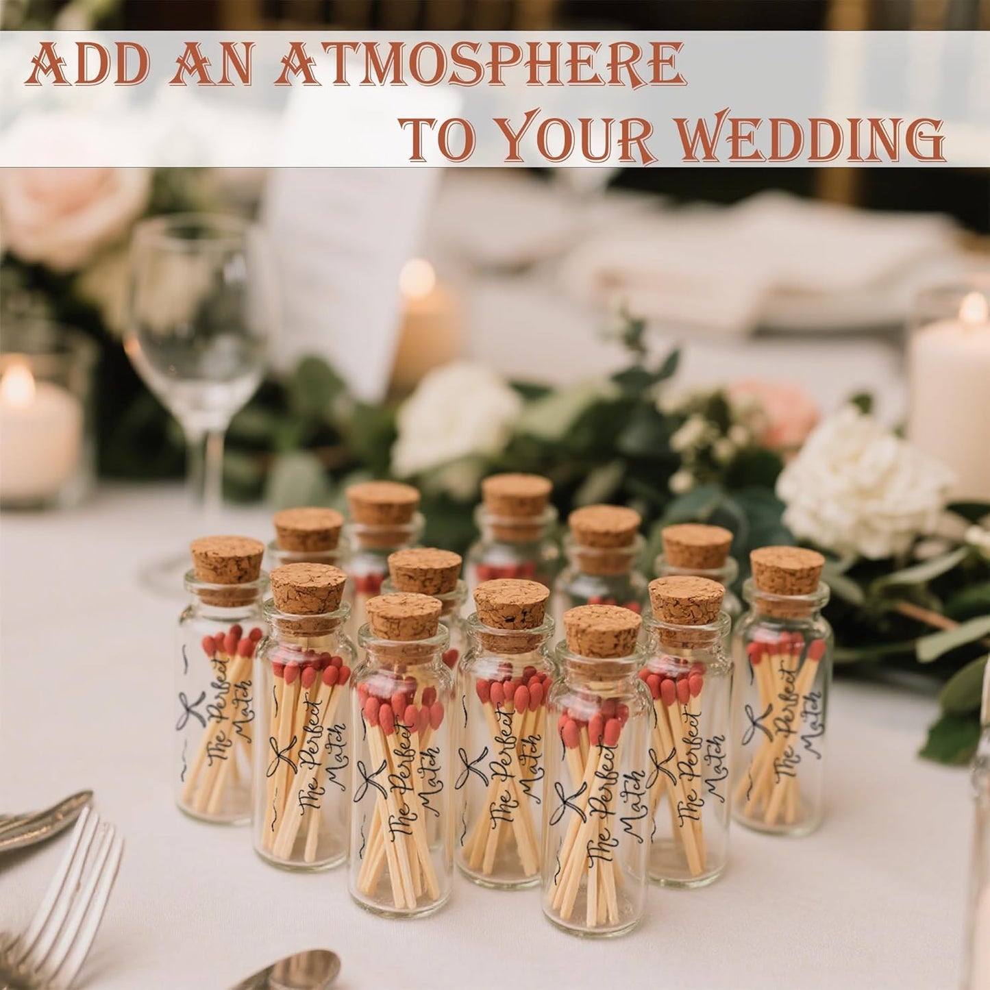 24 Matches Holders Empty Jars with 24 Striker Stickers, Empty Matches in A Jar with Striker DIY Wedding Favors, Candle Holder Containers & Bulk Storage| The Perfect Match Box (0.87x3.15 Inch) (24)