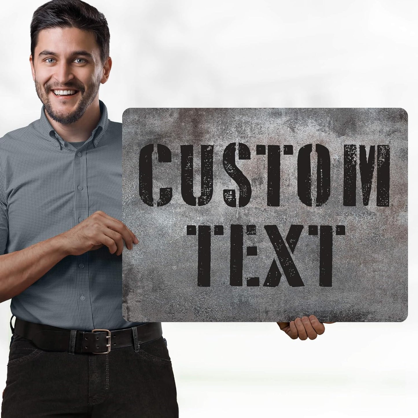 Custom Sign, Custom Street Sign, 11 Font Colors, 13 Font Styles, 4 Hole Options, 22 Sizes, 18x24 Inches, Rust Free DiBound, Fade Resistant, Made in USA by My Sign Center (Grunge Metal)