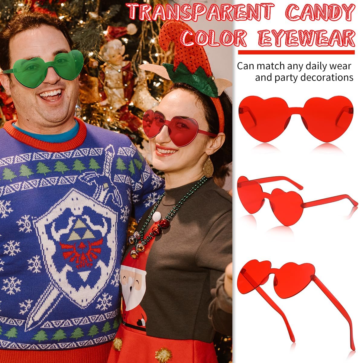 12/20/24 Pairs Heart Sunglasses for Women Men, Trendy Heart Shaped Rimless Transparent Sunglasses, Bachelorette Party