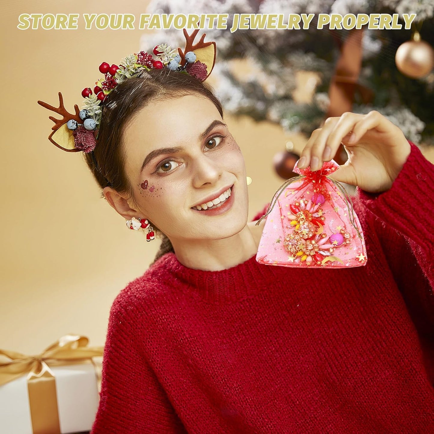 500 Pcs Moon Star Organza Jewelry Candy Bags Wedding Favor 2.8x3.5 Inch with Drawstring Multi Colored Candy Mesh Jewelry Bags for Wedding Party Christmas, Baby Shower, Eid Mubarak (Multicolor)