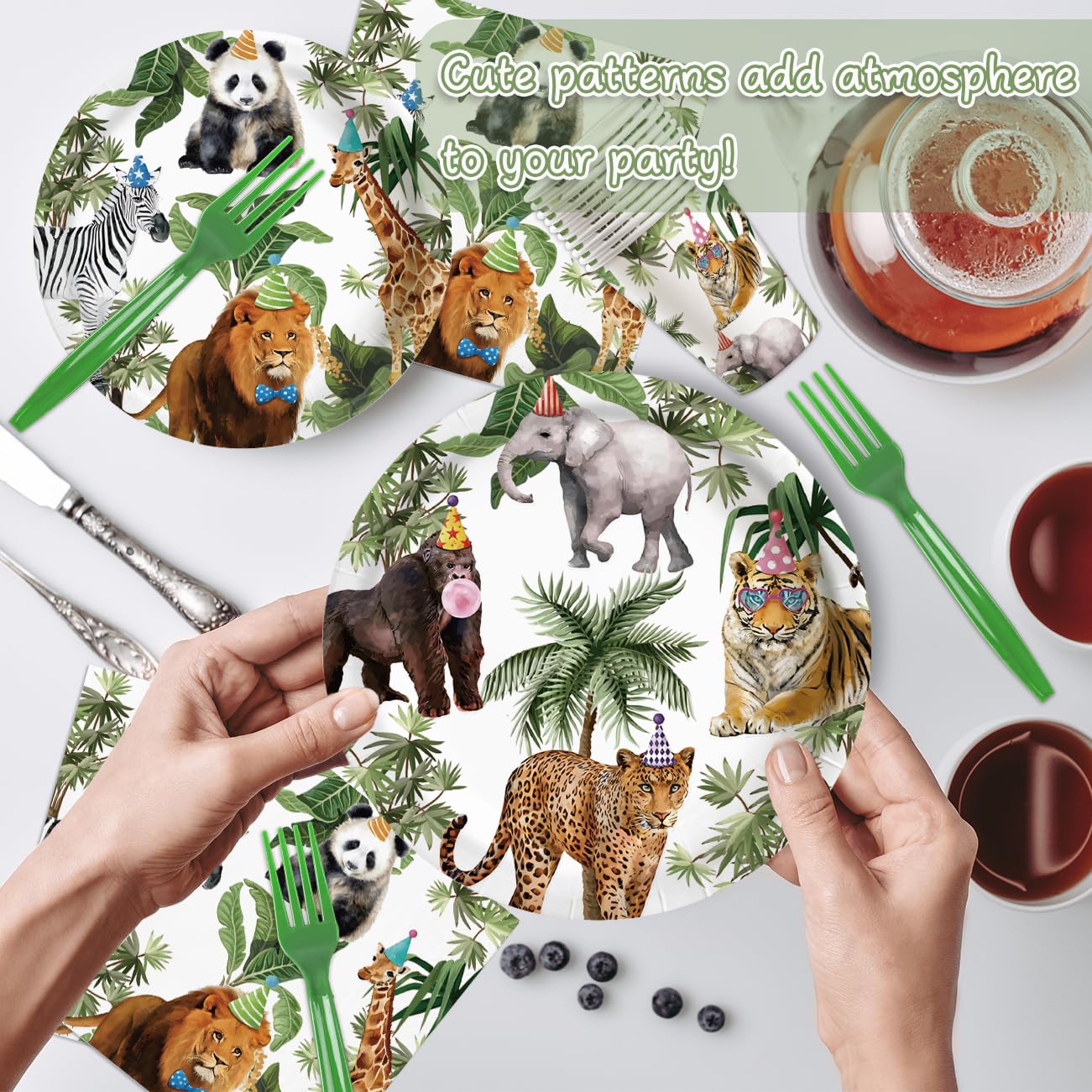Jungle Theme Safari Birthday Party Decorations, Wild Animal Plates and Napkins for Boy Kids Jungle