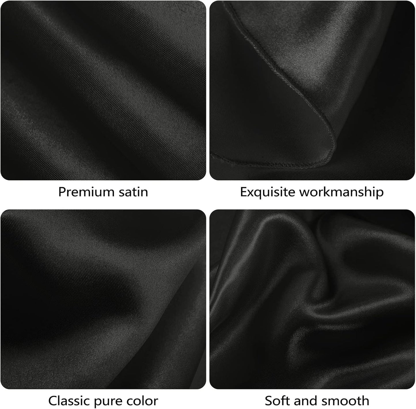 Ruisita 120 Inches Round Satin Tablecloths Black Overlay Round Satin Table Cover Bright Silk Tablecloth Smooth Fabric Tablecloth for Wedding Banquet Table Decoration