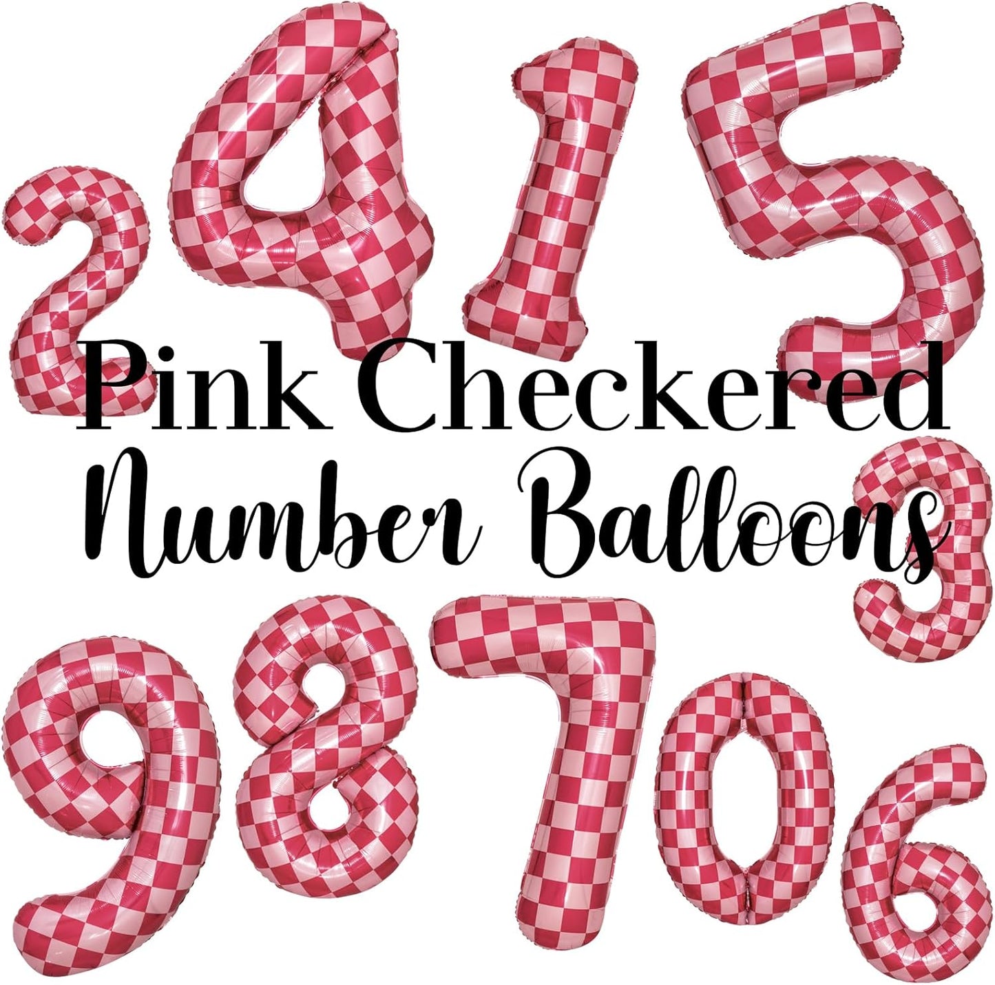40 Inch Pink Checkered 9 Balloon Large Hot Pink Number Balloons for Girls 9th Birthday Decorations Pink Number 9 Balloon