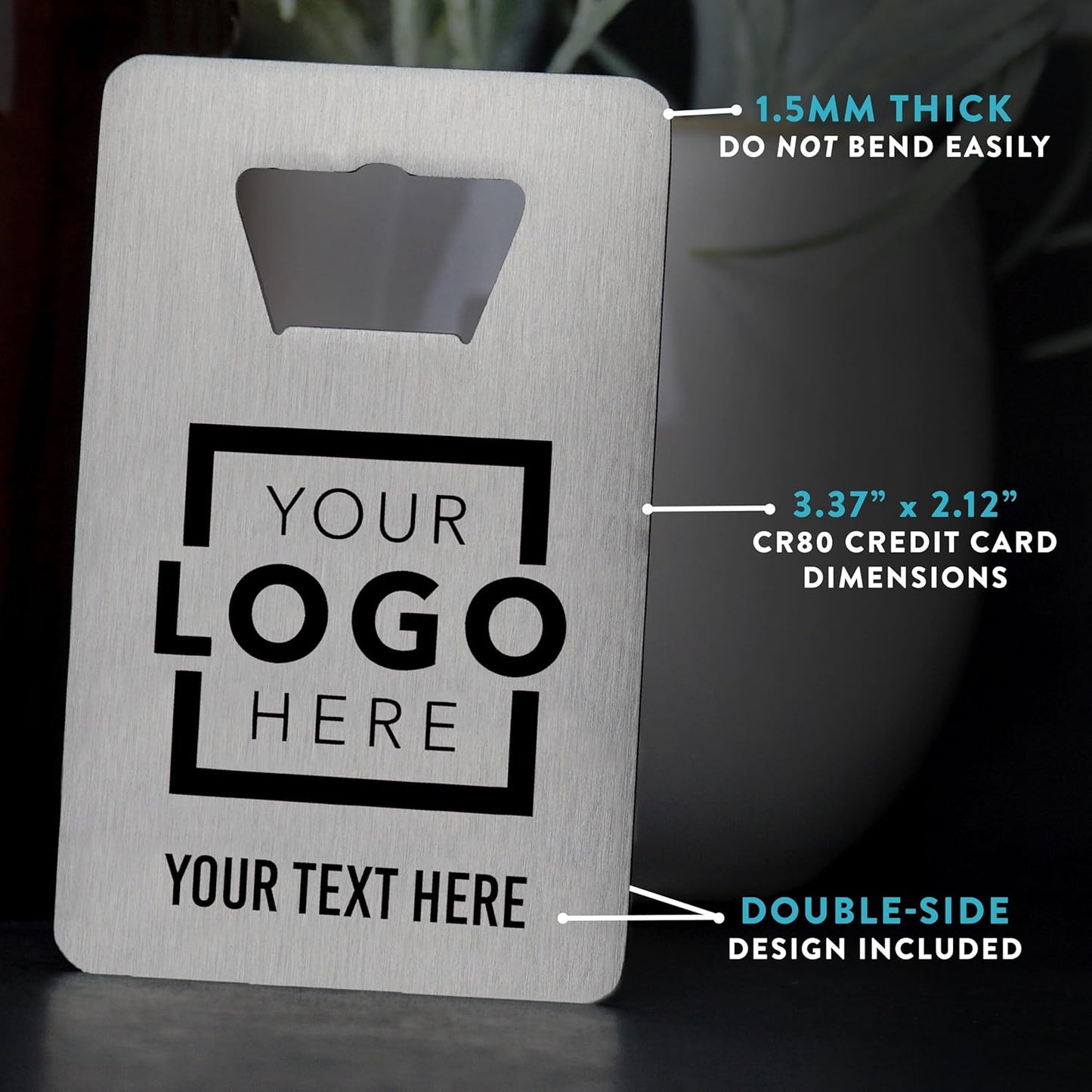 Custom Metal Bottle Opener Business Cards (Stainless Steel, 200 pcs) - 2 Business Days Personalized Stainless Steel Bottle Opener With Your Logo Printed 1.5mm Thick