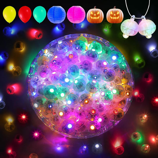 Aogist 100Pcs 10-Colors Balloon Lights with Hook,Long Standby Time,Waterproof Mini Light for Birthday Party Wedding Christmas Halloween Easter Decorative (Steady)