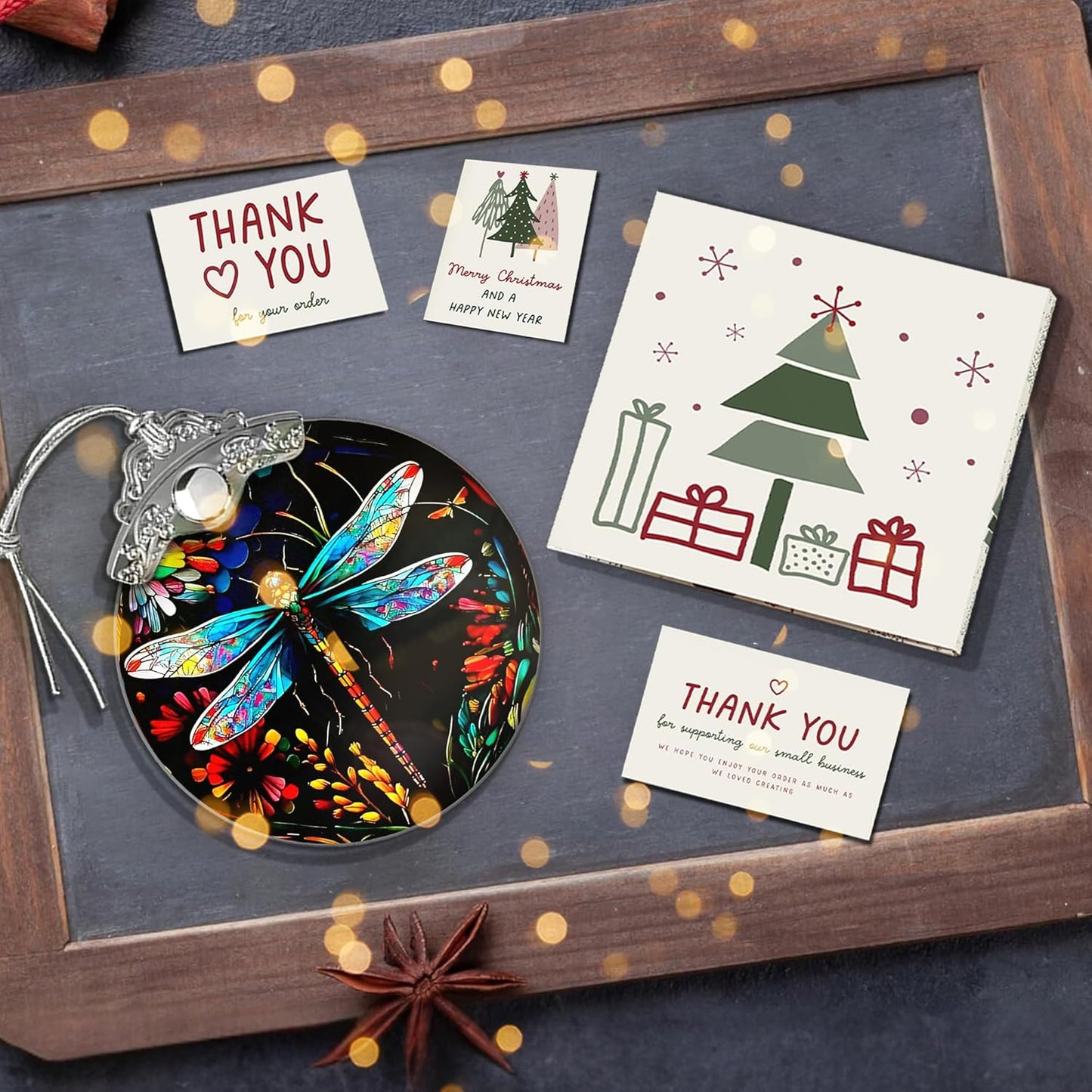 Stained Glass Effections, Christmas Tree 4 Inch Acrylic Ornament Art, White Elephant Gifts Car Interiors Decors, Christmas Decor, Decorations for Festival 2025 Christmas Ornament (Dragon Butterfly)