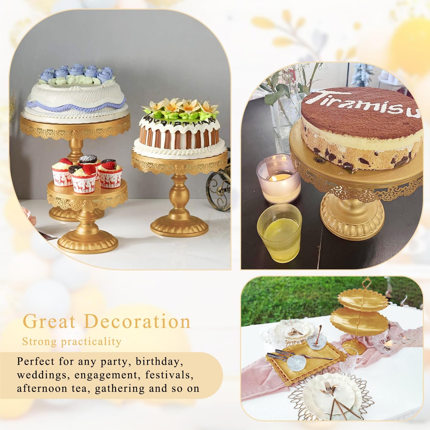 JALANCY Set of 9 Cake Stands Metal Cupcake Stand Set Multiple Styles Candy Fruit Display Tower