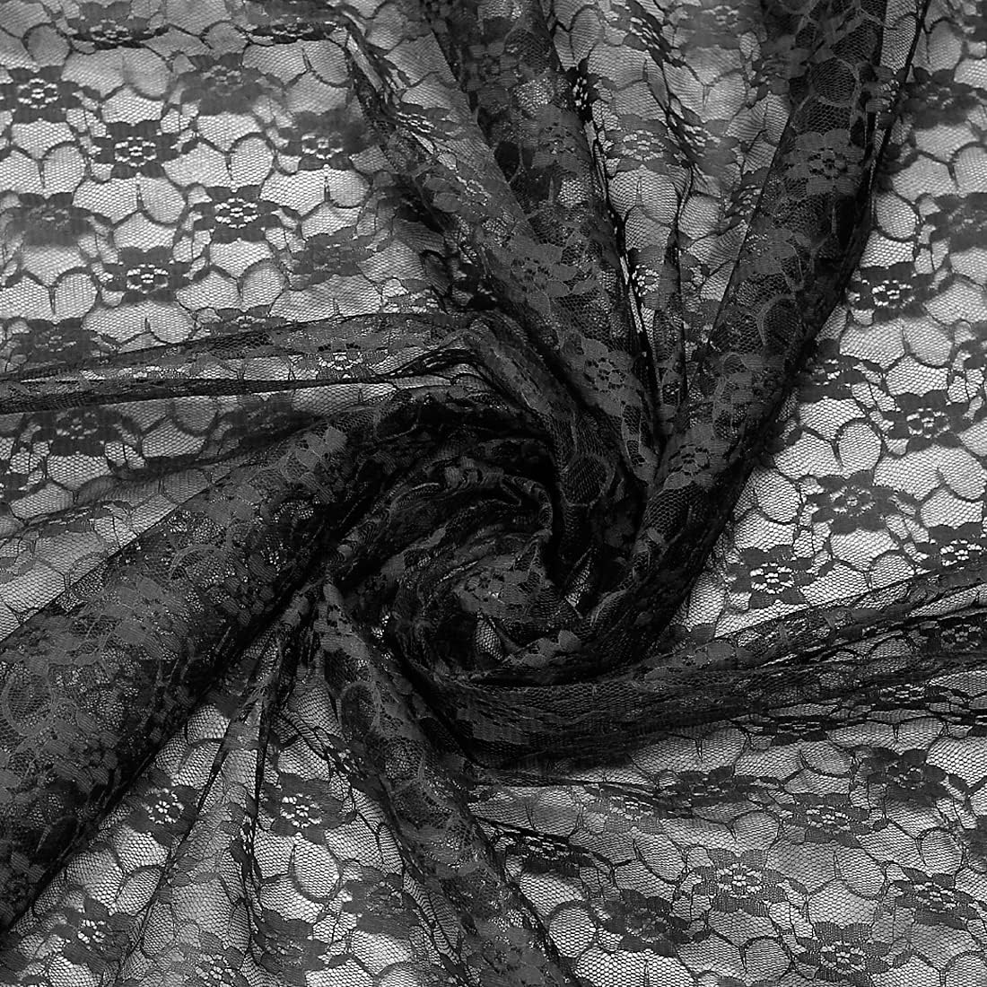 MDS Pack of 25 Wedding 12 x 108 inches Lace Table Runner for Wedding, Decorations for Birthday Parties, Banquets, Graduations, Engagements, and Runners fit Rectangle, Round Table- Black