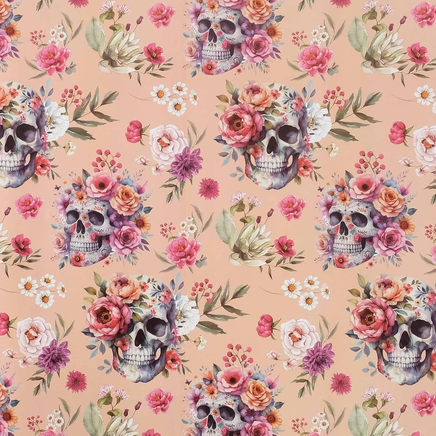 Aimyoo Gothic Wrapping Paper Roll, 17 Inch X 33 Fee Skull Floral Berry Design Gift Wrap Paper for Mother's Day, Birthday Bridal Shower