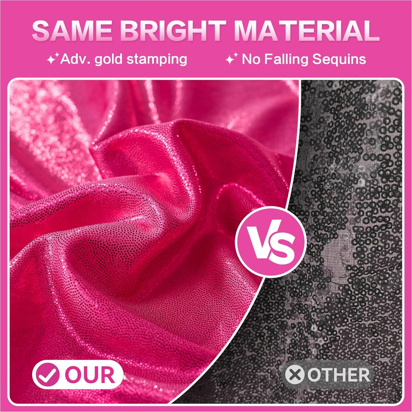 gogoparti 20x10FT Hot Pink Sequin Backdrop Curtain - 4 Panels of 5x10FT Wrinkle-Free Glitter Drapes for Photography, Birthdays, Weddings & Graduations