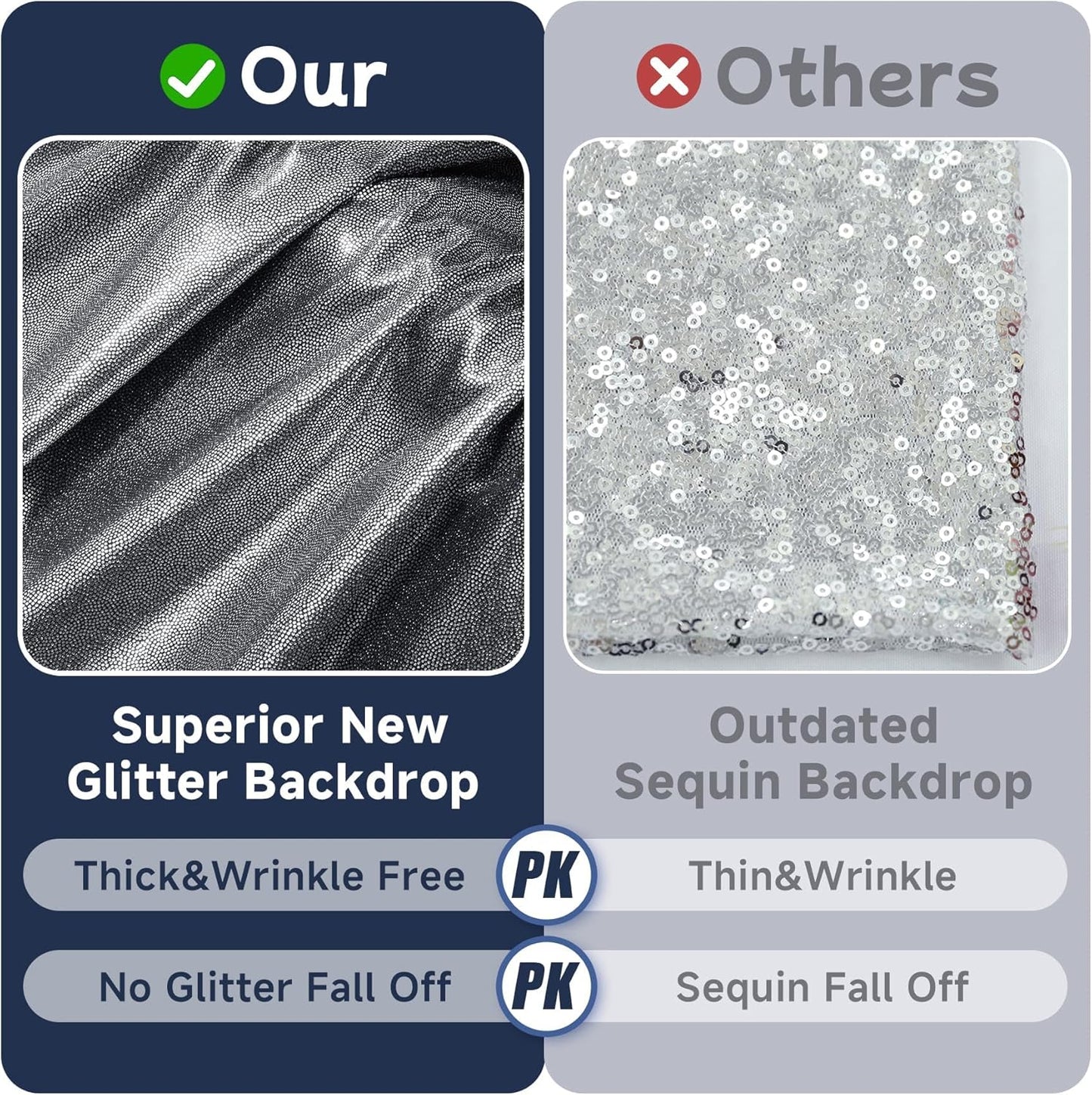 30ftx10ft Black Silver Glitter Sequin Backdrop Curtain for Parties, Wrinkle Free Sparking Backdrop Drapes, 6 Panels 5x10ft Shimmer Photo Back Drop Cloth for Wedding Birthday Photography