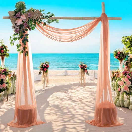 MDS Halloween Chiffon Draping Fabric - 1 Panel, 30" Wide x 100ft Long - Sheer Spooky Arbor & Canopy Drapery for Haunted House Backdrops, Party Ceilings, DIY Costumes & Themed Events - Coral Peach