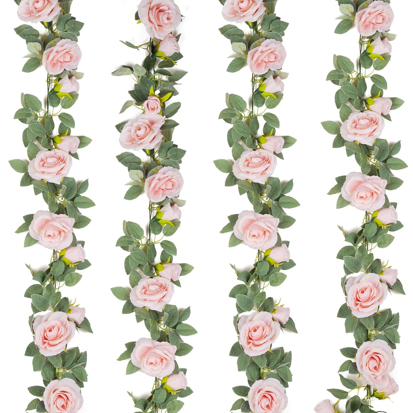 TELDRASSIL 4Pcs(26 FT) Artificial Rose Vine Fake Flower Garland Fake Silk Rose Hanging Vine for