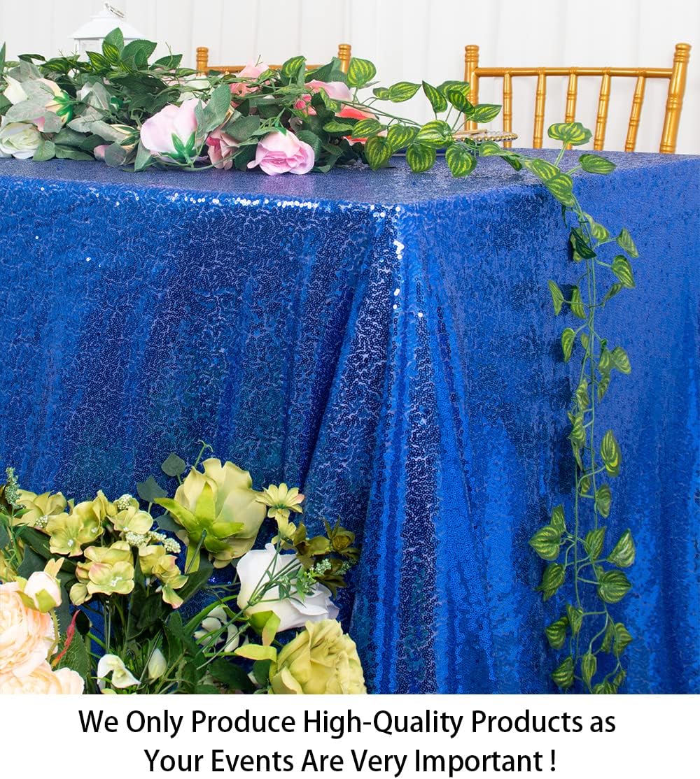 ShinyBeauty Square Tablecloth 72x72-Inch Sequin Tablecloth Overlay Royal Blue Table Cover Sequined Table Cloths for Wedding Blue Shimmer Tablecloth Linen Square Overlay for Cocktail/Cake